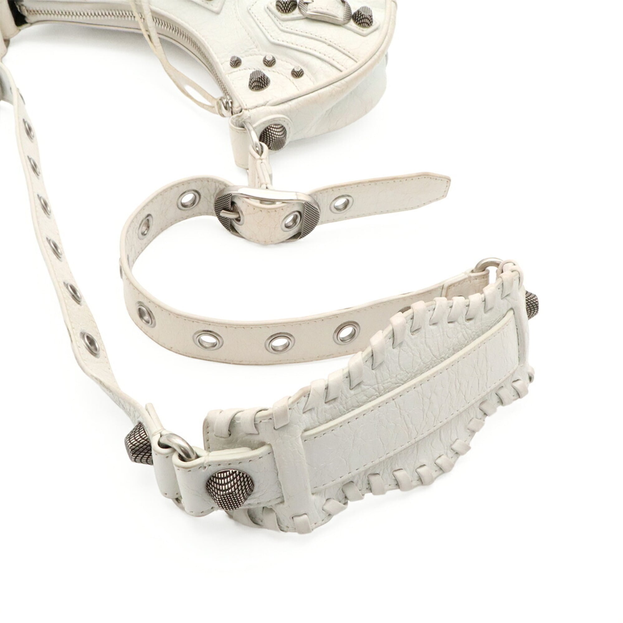 Balenciaga White Leather Handbag Pouch Shoulder Bag (Pre-Owned)