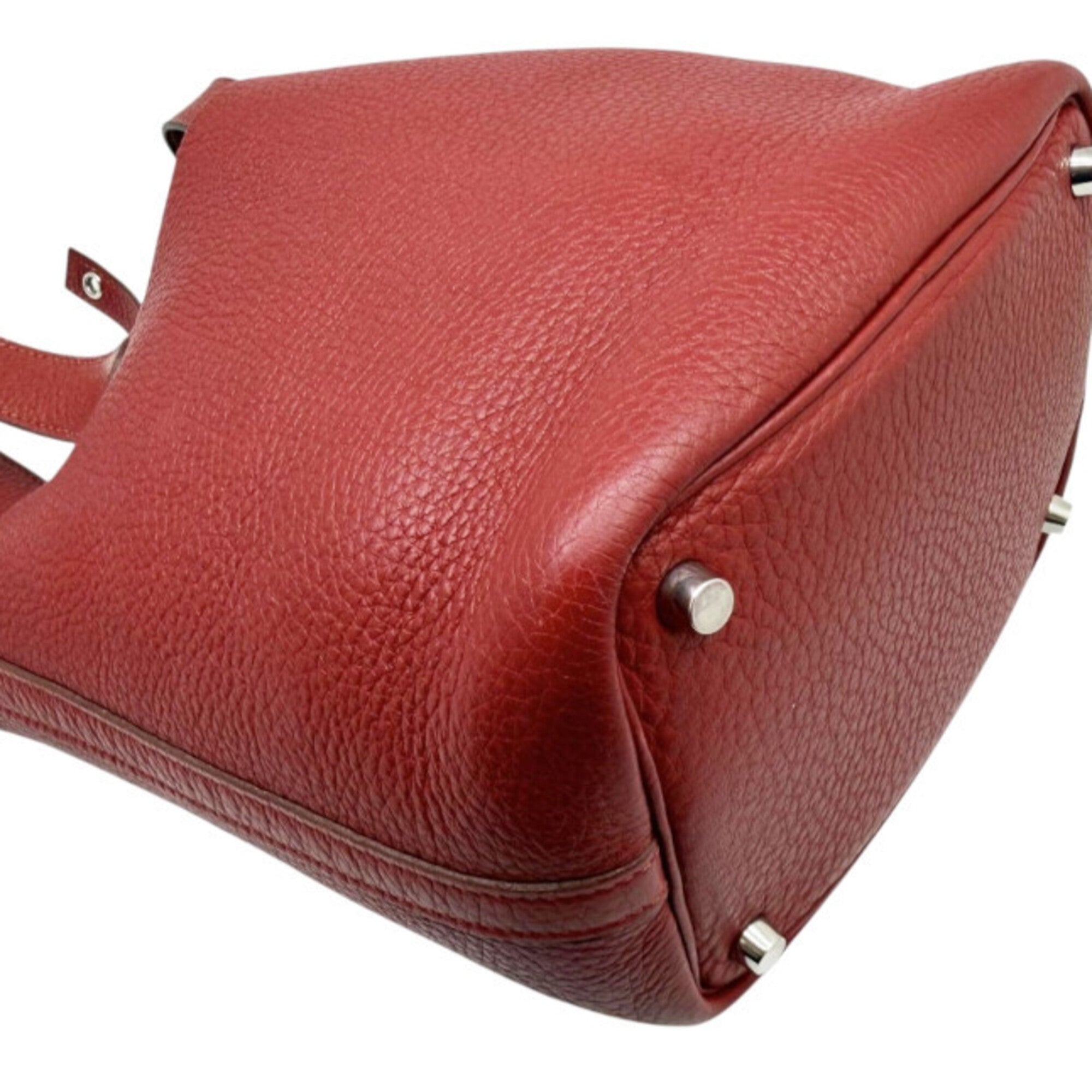 Hermes Rouge Garance Taurillon Clemence Leather Handbag (Pre-Owned)