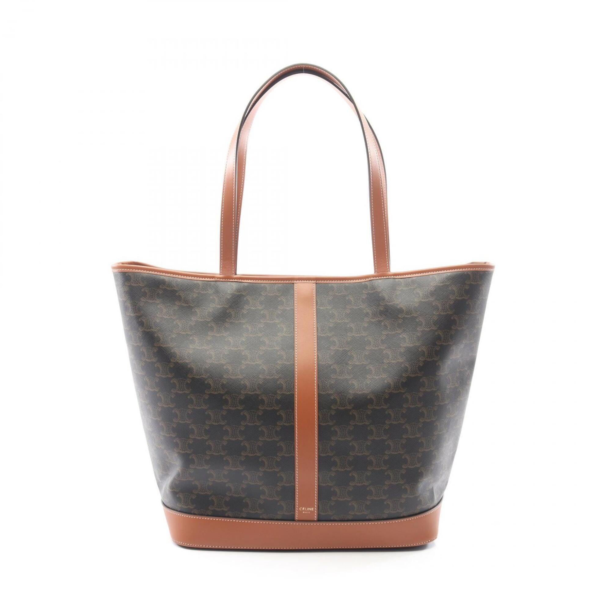 Celine Black Brown Coated Canvas Leather Handbag Tote Bag (Pre-Owned)