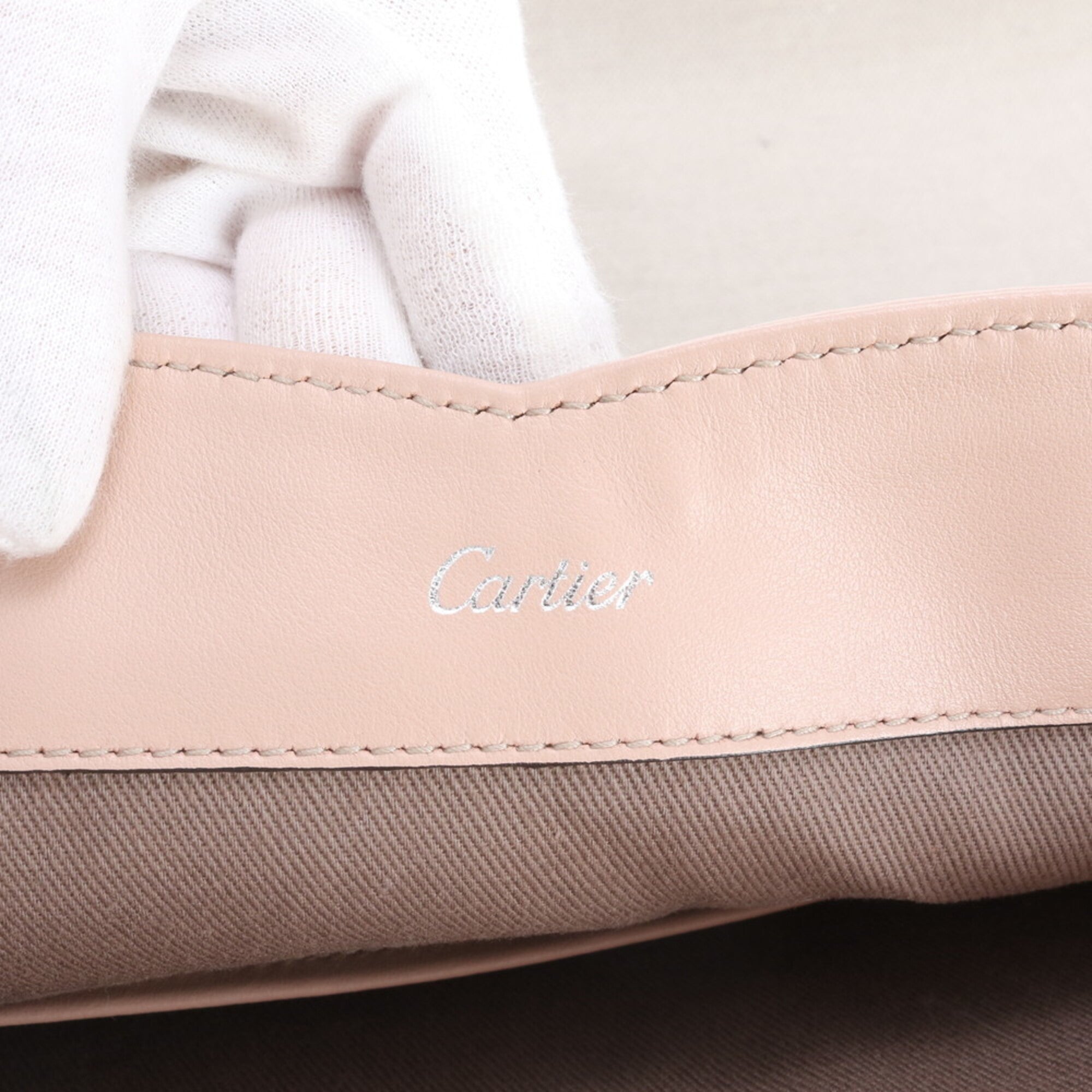Cartier Must Beige Pink Leather Canvas Handbag Tote Bag (Pre-Owned)