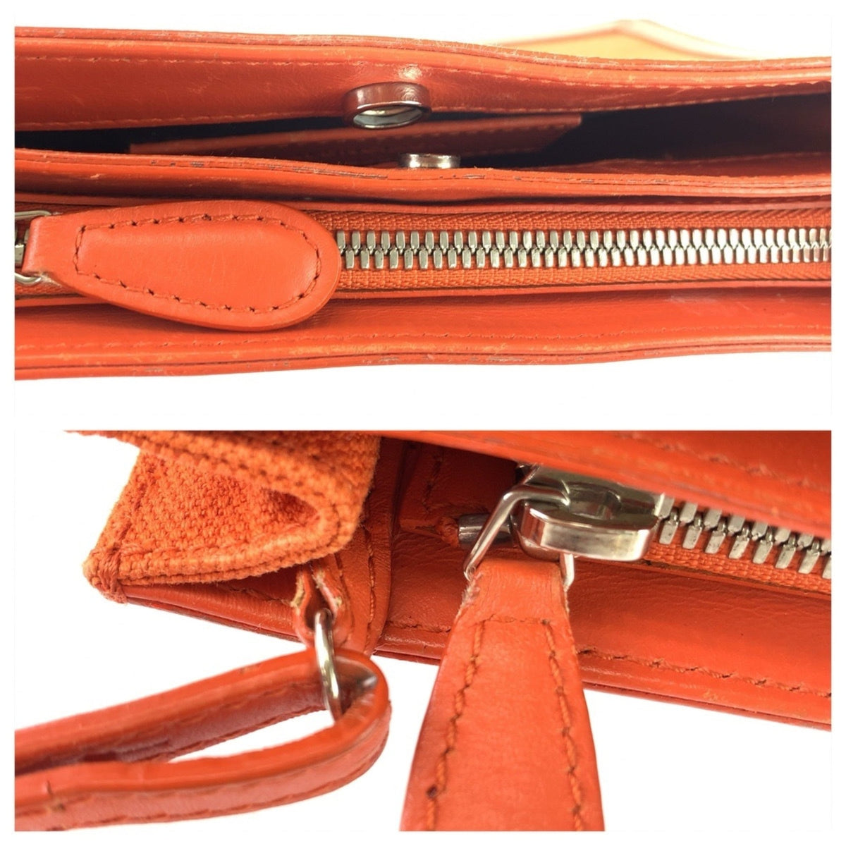 Balenciaga Orange Leather Canvas Shoulder Bag (Pre-Owned)