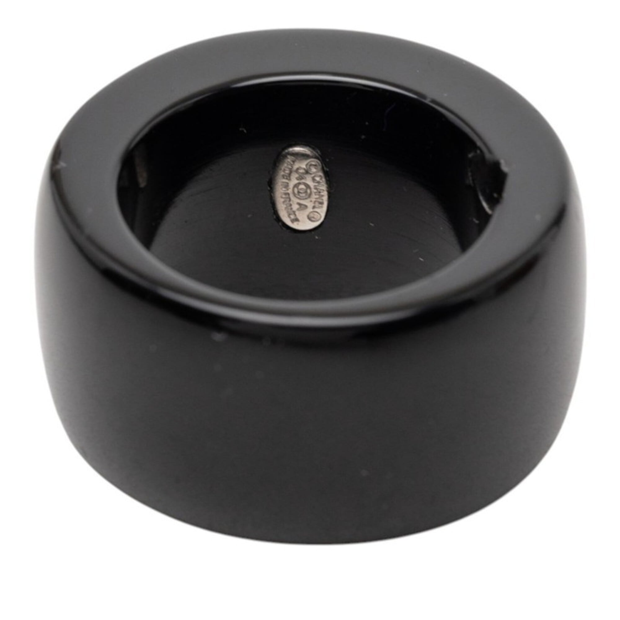 Chanel Black Multi-Color Plastic Band Ring (Pre-Owned)