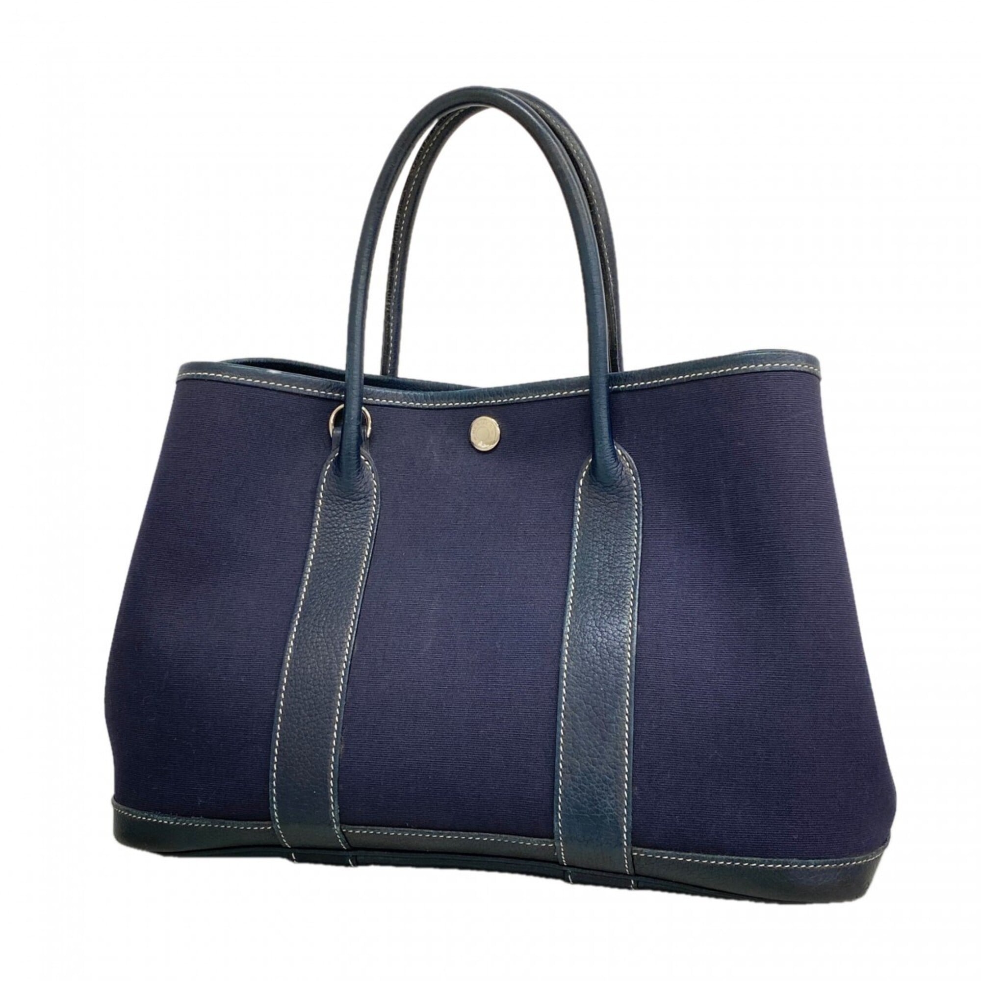 Hermes Navy Toile Officier Handbag (Pre-Owned)