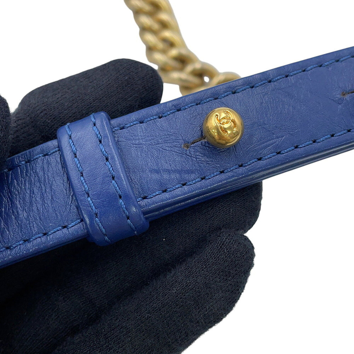 Chanel Blue Leather Handbag Shoulder Bag (Pre-Owned)
