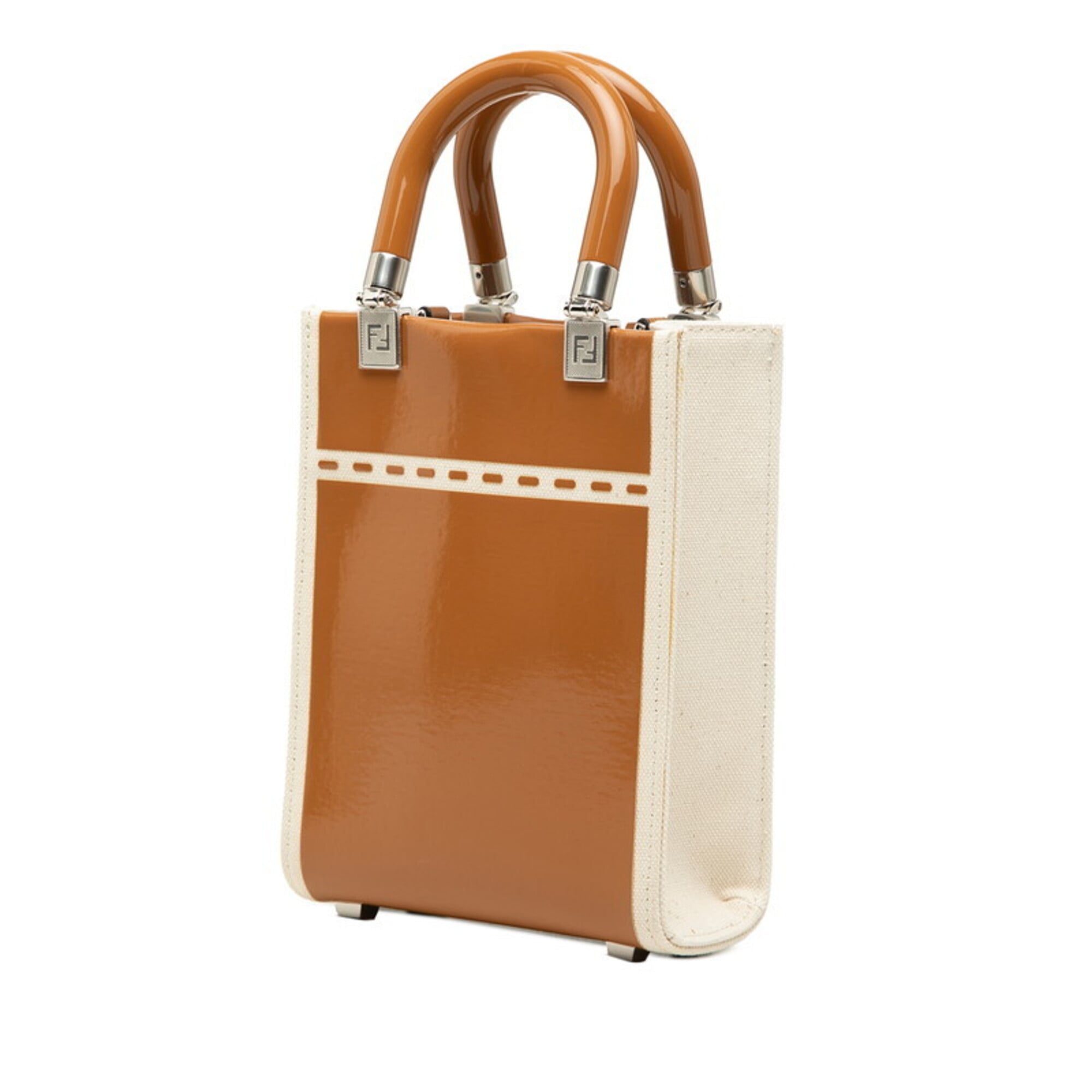 Fendi Brown Ivory Ivory Handbag Shoulder Bag (Pre-Owned)