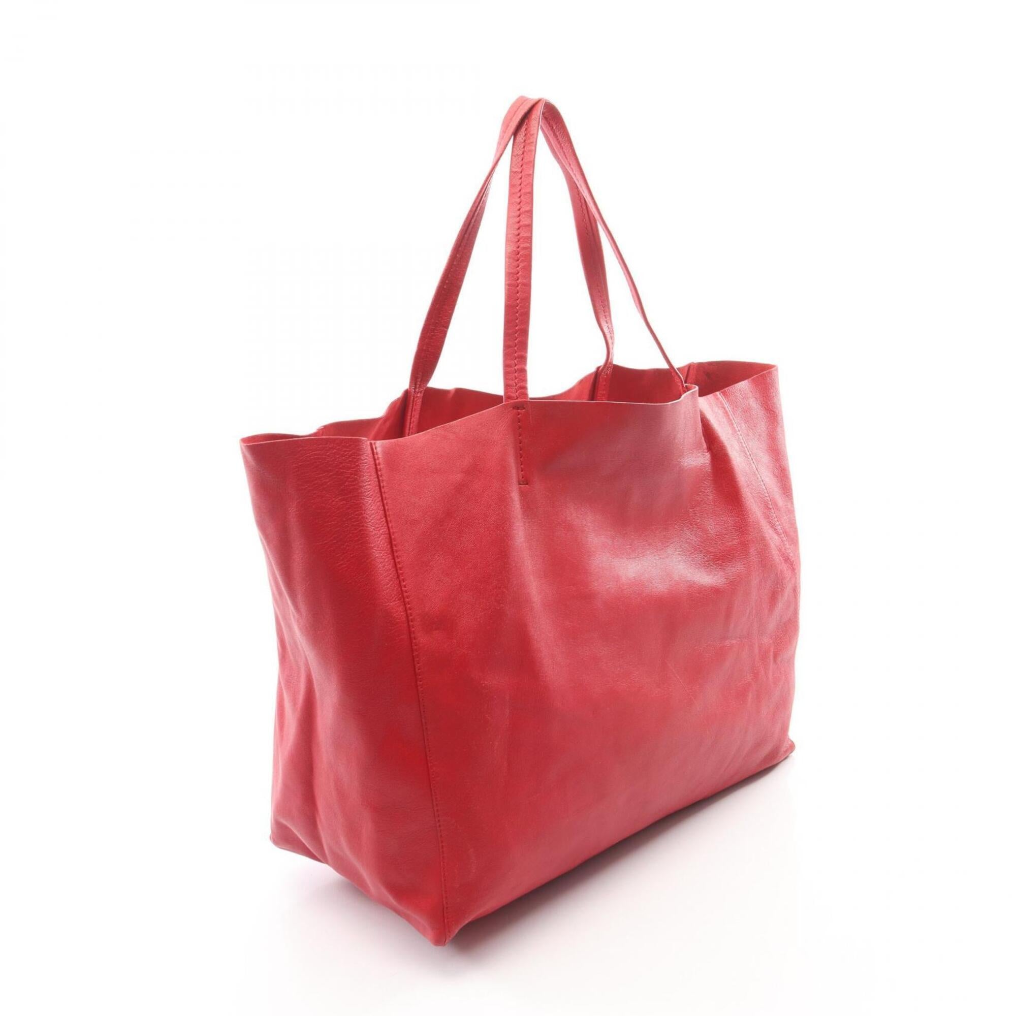 Celine Red Color Leather Handbag Tote Bag (Pre-Owned)