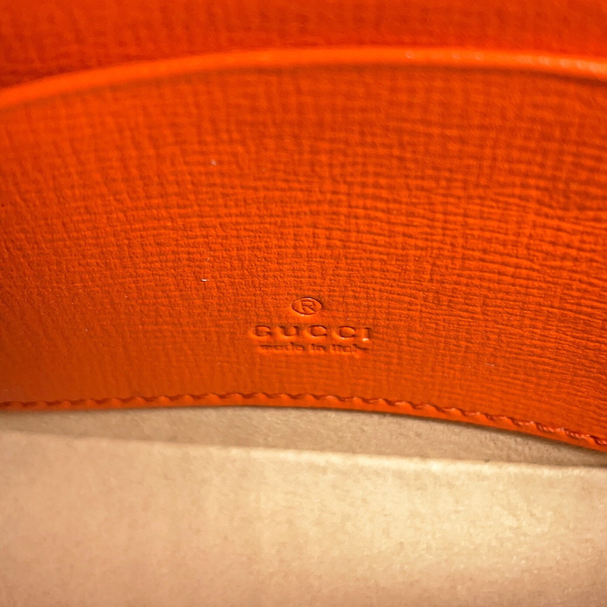 Gucci Horsebit Orange Leather Shoulder Bag (Pre-Owned)