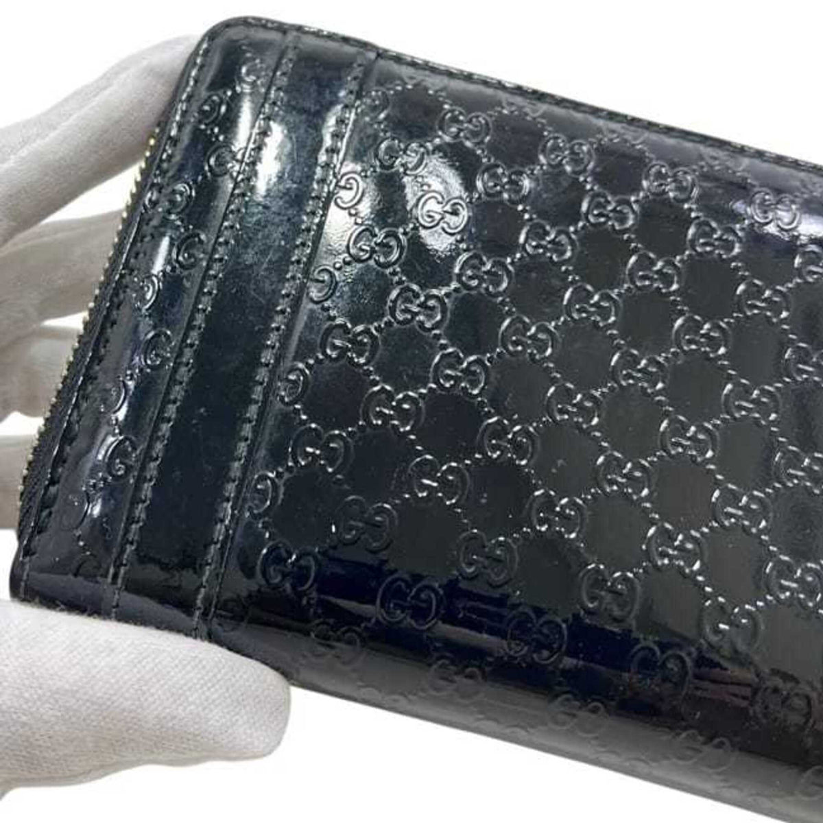 Gucci Black Patent Leather Long Wallet (Bi-Fold) (Pre-Owned)