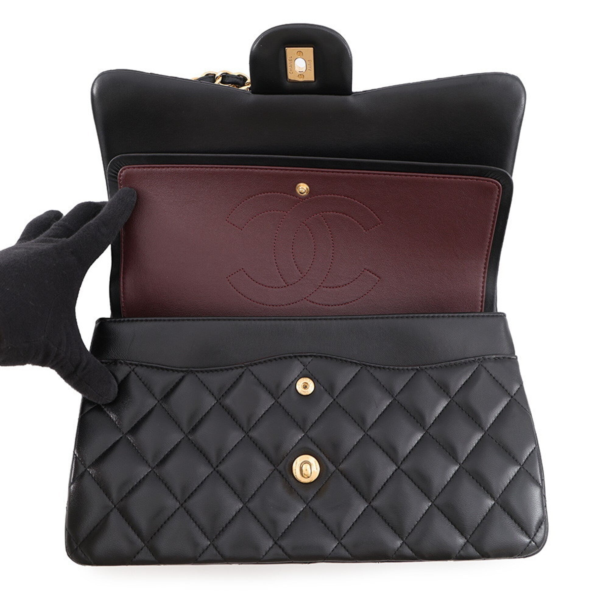 Chanel Matelasse Black Leather Handbag Shoulder Bag (Pre-Owned)