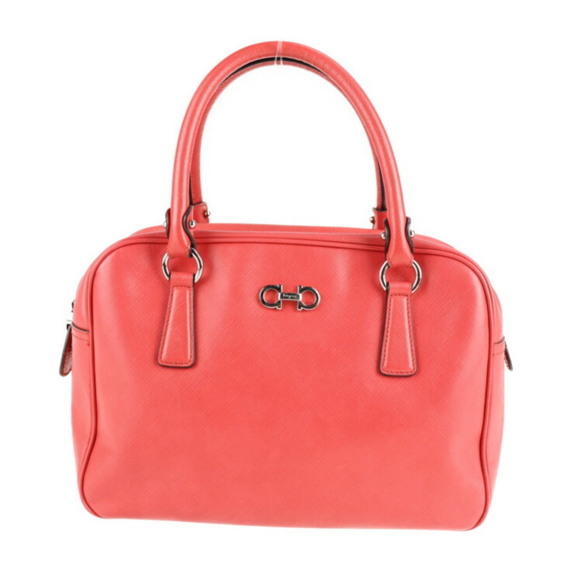 Salvatore Ferragamo Gancini Pink Leather Boston Bag Handbag Tote Bag (Pre-Owned)