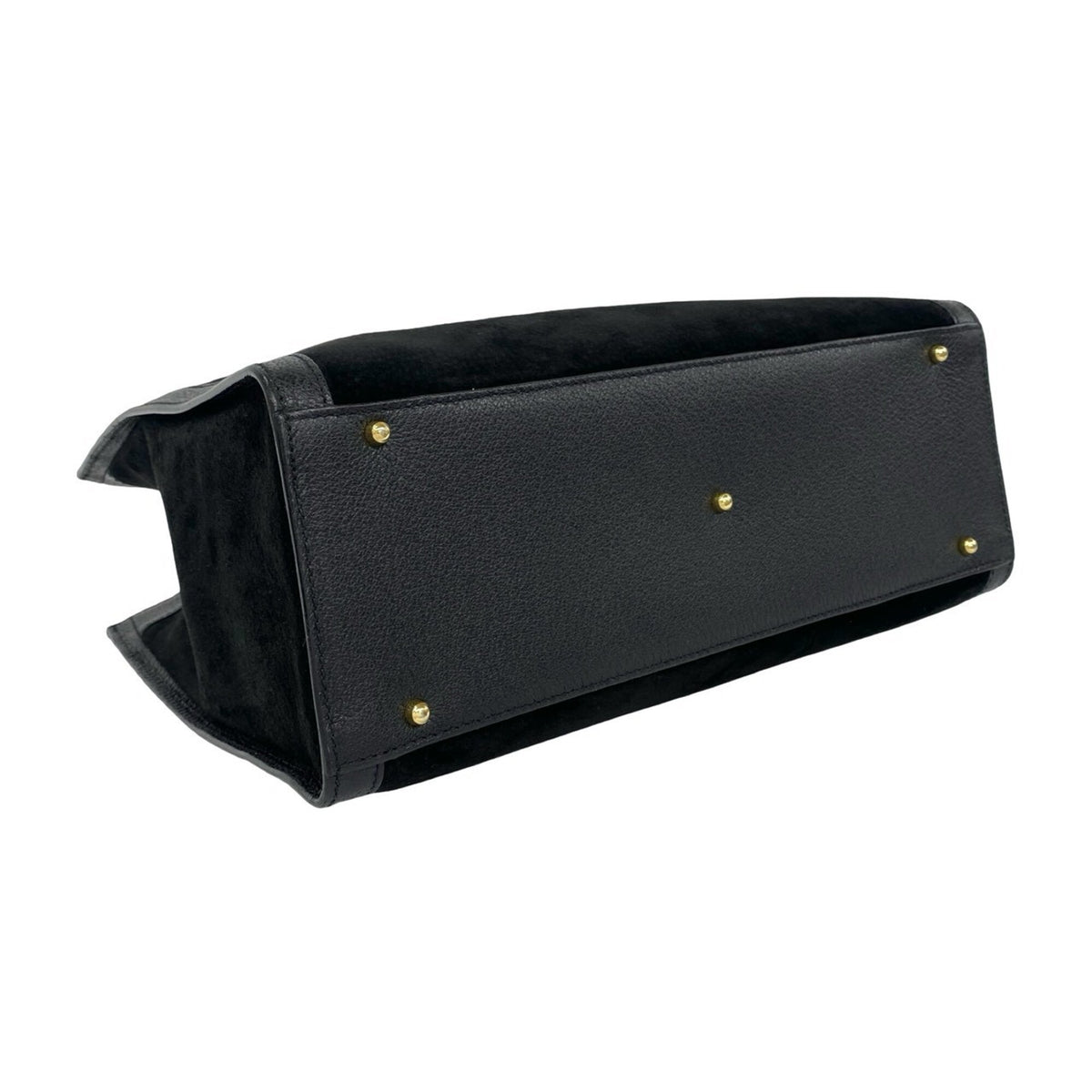 Gucci Black Suede Leather Handbag Tote Bag (Pre-Owned)