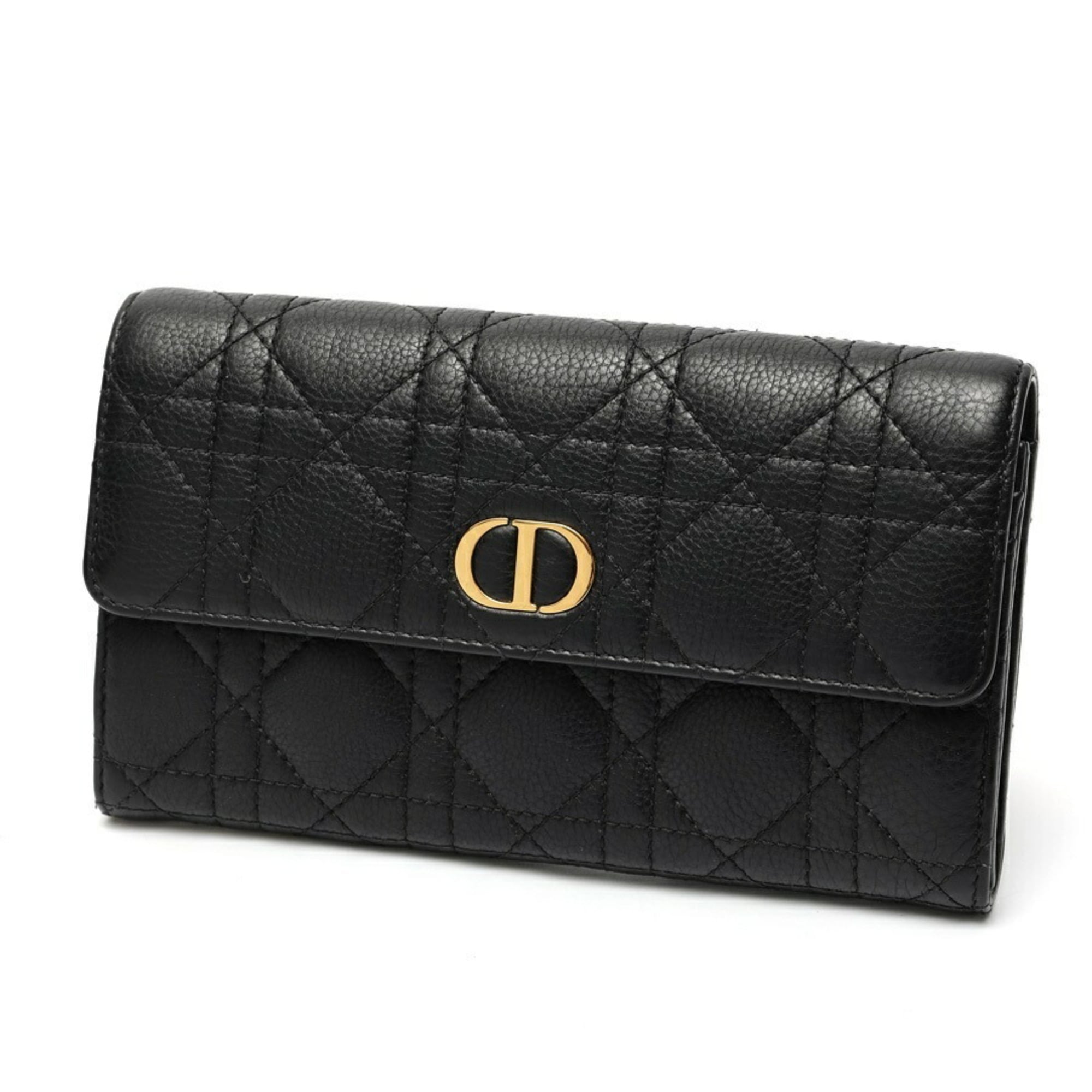 Christian Dior Black Leather Long Wallet (Bi-Fold) (Pre-Owned)