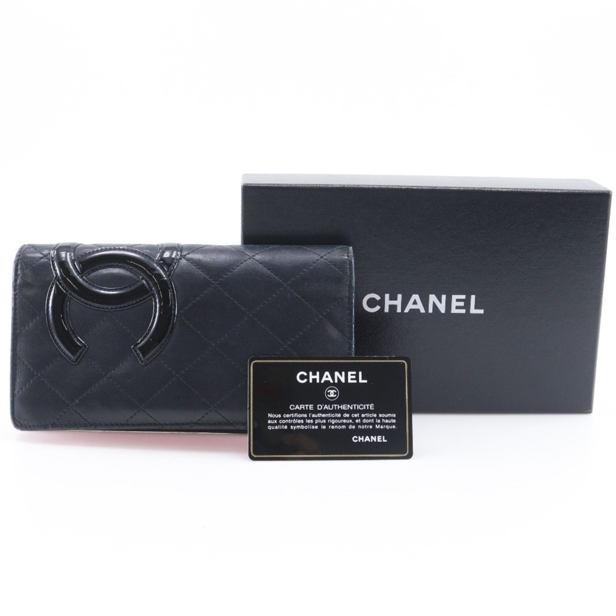 Chanel Black Leather Long Wallet (Bi-Fold) (Pre-Owned)
