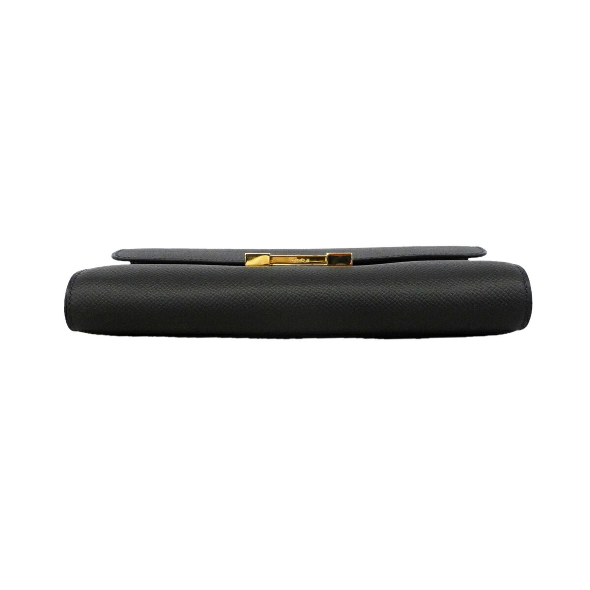 Hermes Black Epsom Leather Leather Chain/Shoulder Wallet (Pre-Owned)