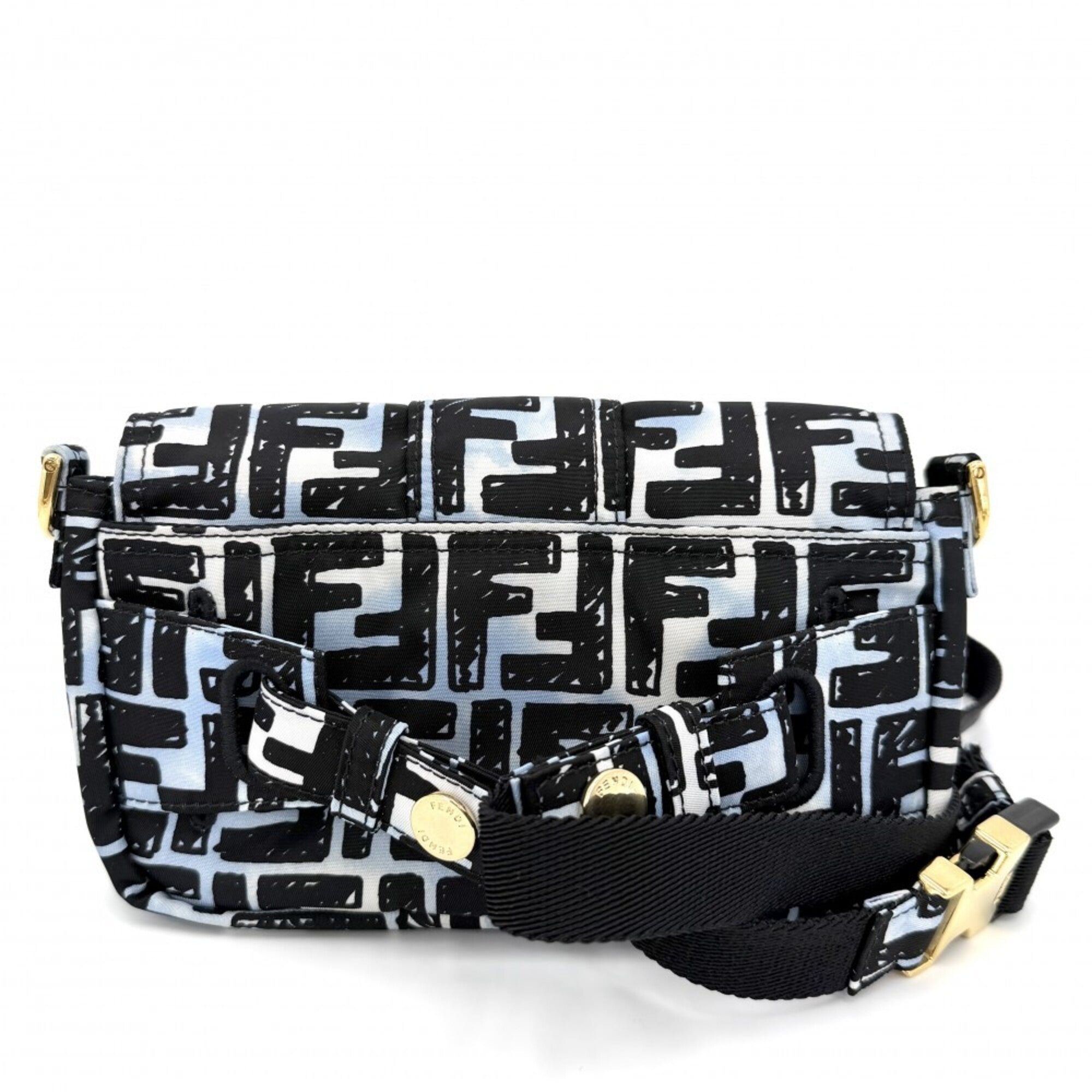 Fendi Black Blue White Nylon Shoulder Bag Sling Bag (Pre-Owned)