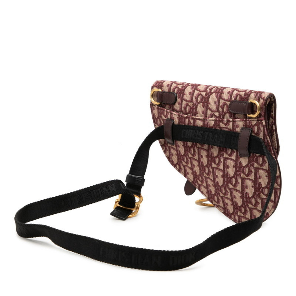 Christian Dior Beige Wine Canvas Leather Sling Bag (Pre-Owned)