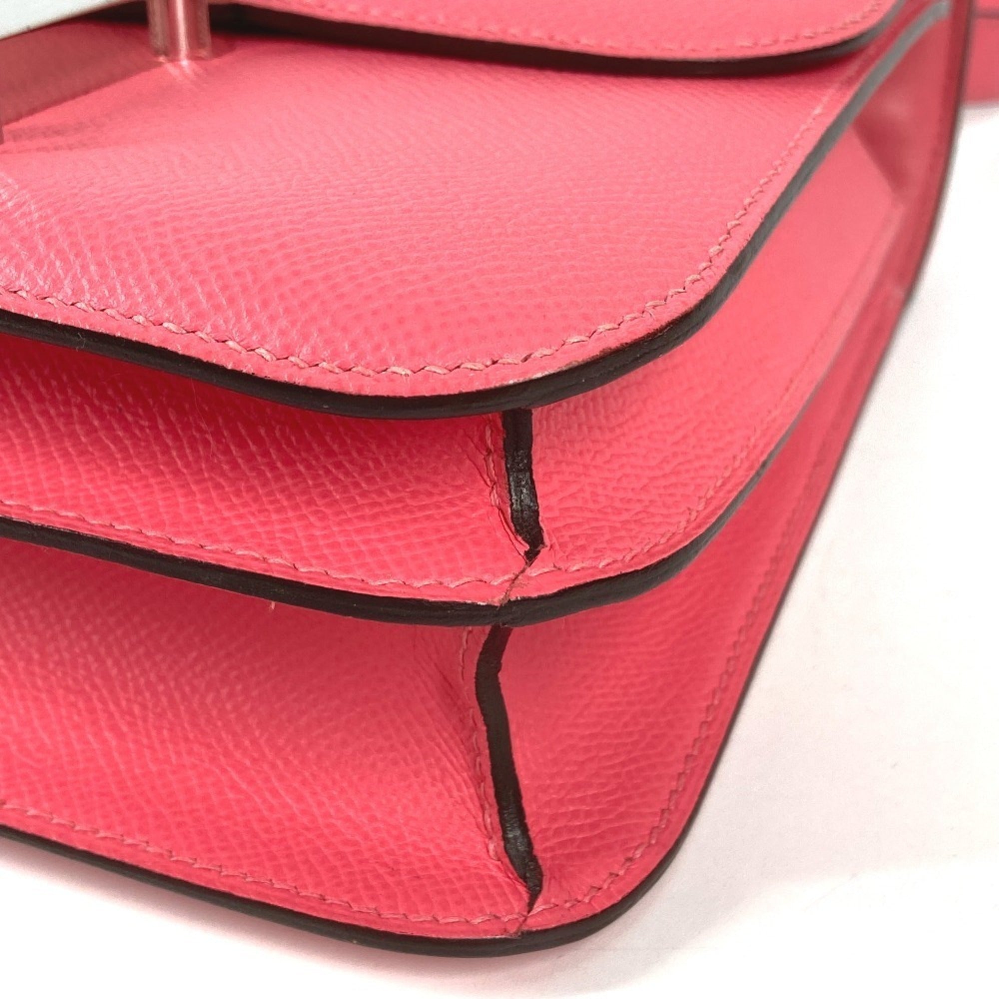 Hermes Pink Rose Azalee Epsom Leather Pochette Shoulder Bag (Pre-Owned)