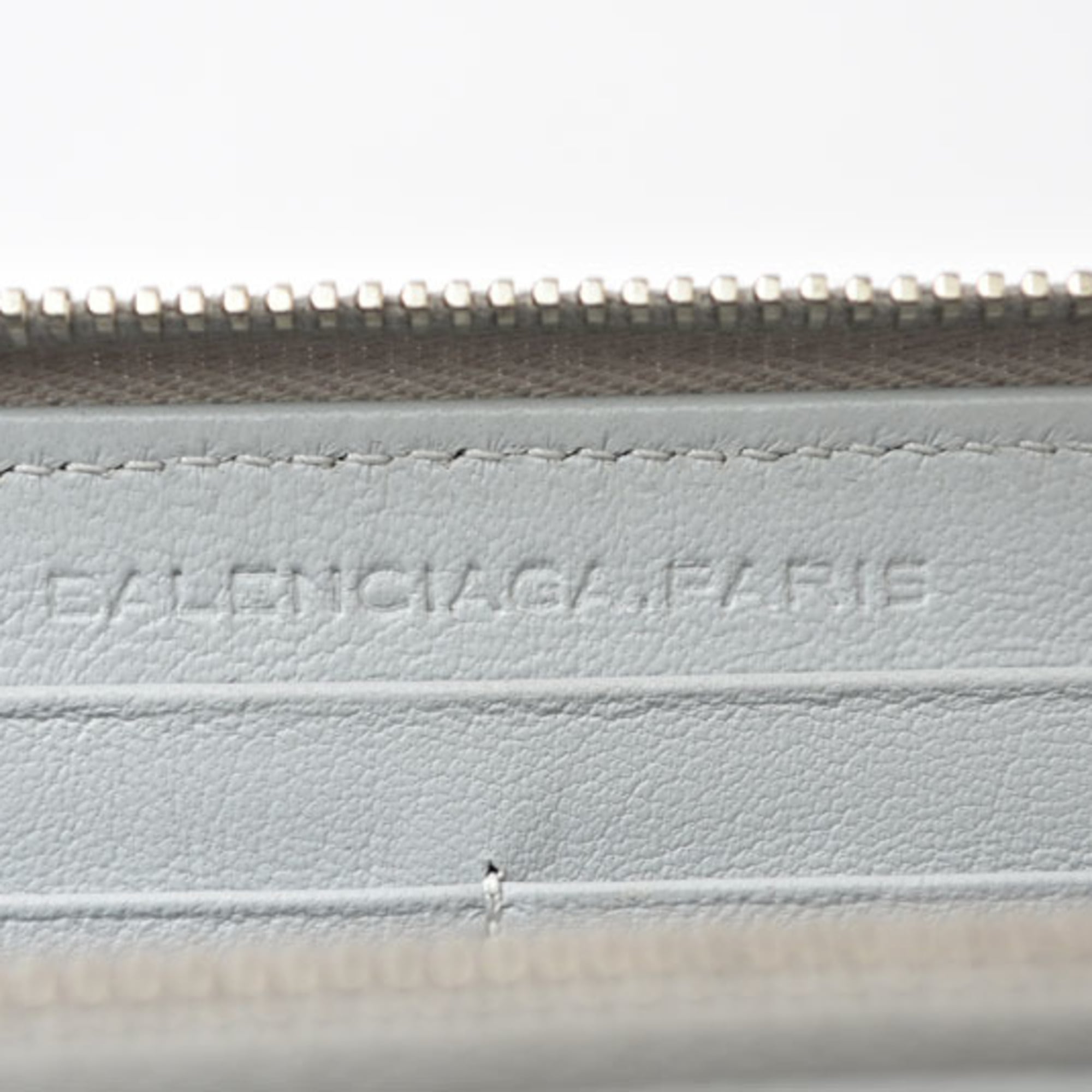 Balenciaga Light Gray Leather Long Wallet (Bi-Fold) (Pre-Owned)