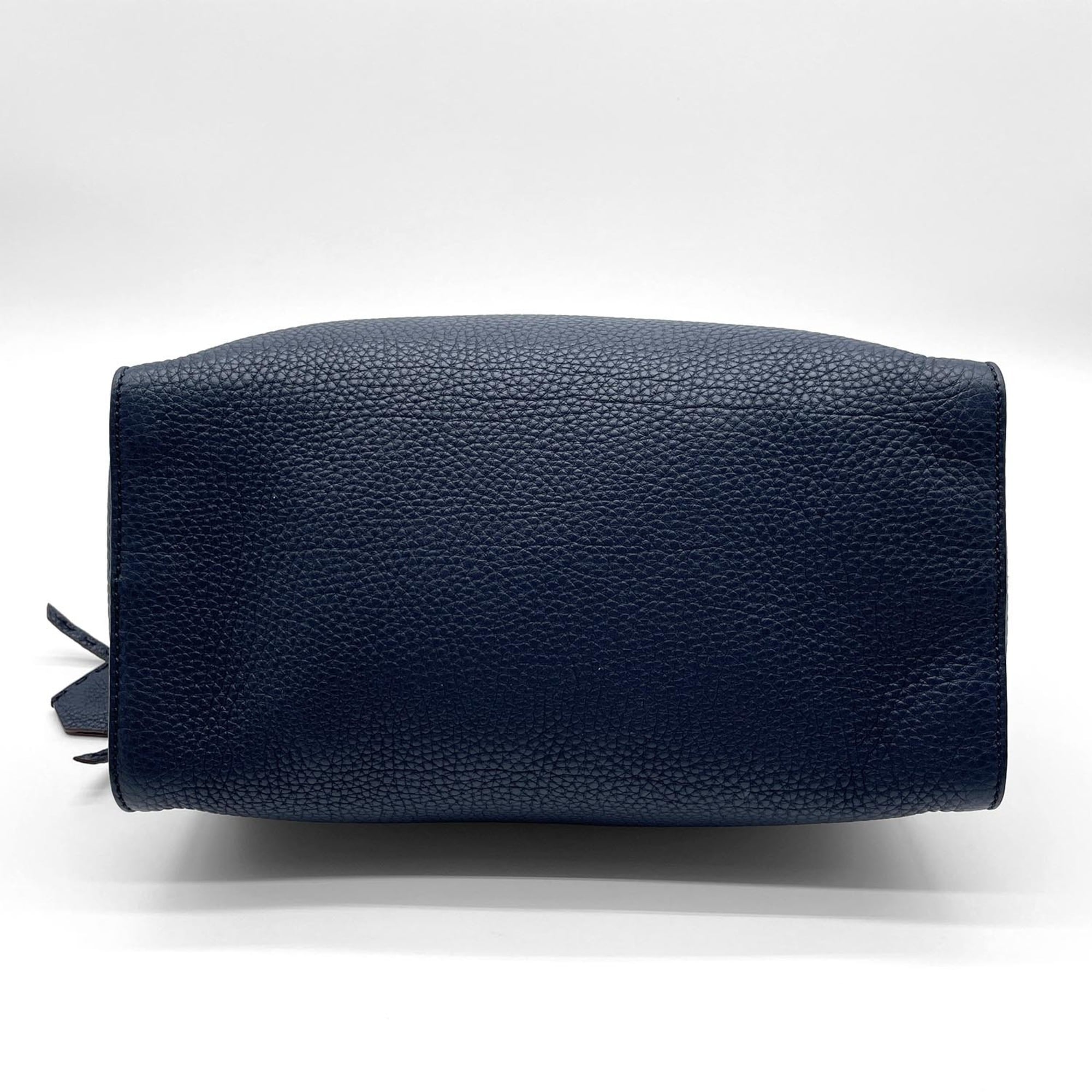 Fendi Navy Leather Boston Bag Shoulder Bag (Pre-Owned)