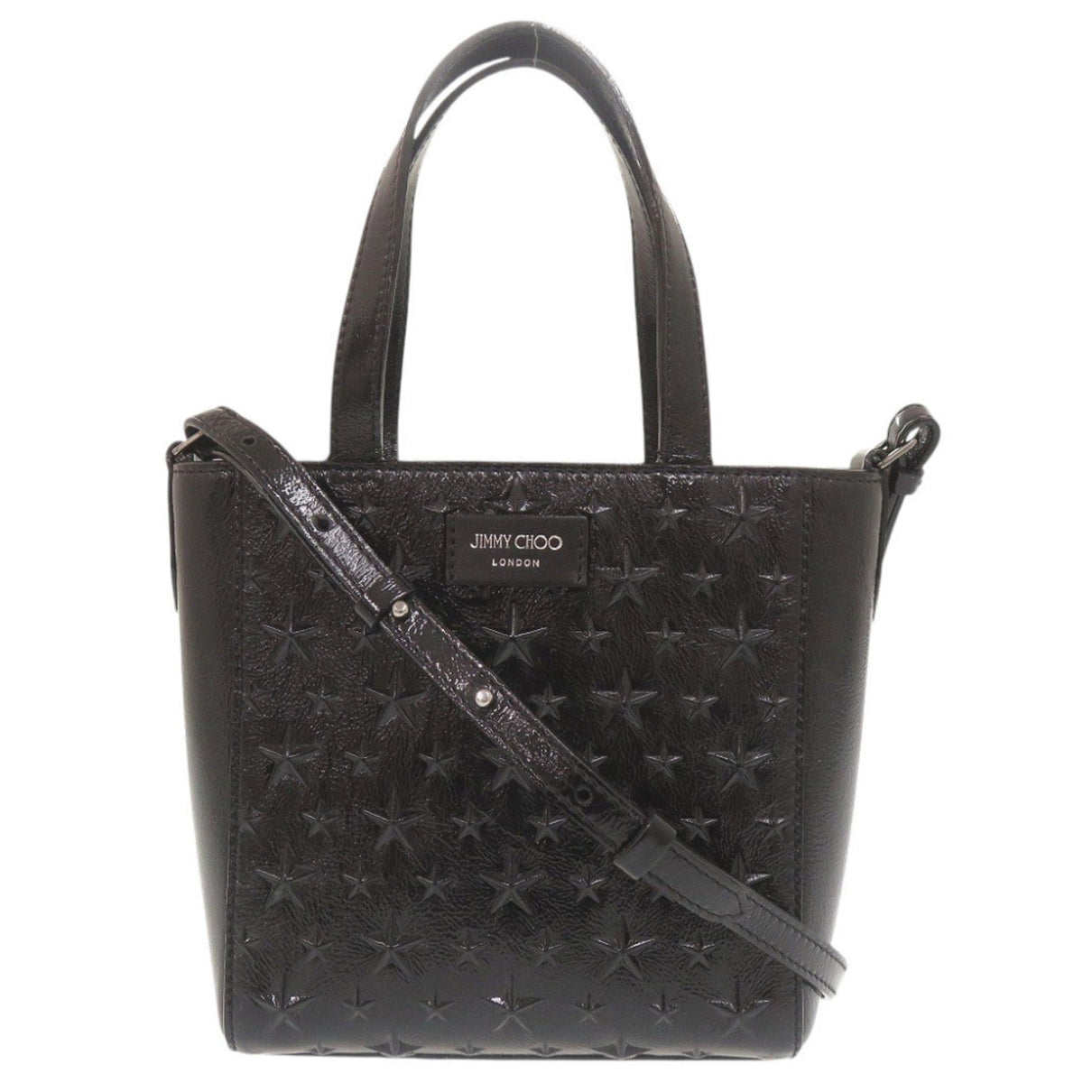 Jimmy Choo Black Patent Leather Handbag Shoulder Bag (Pre-Owned)