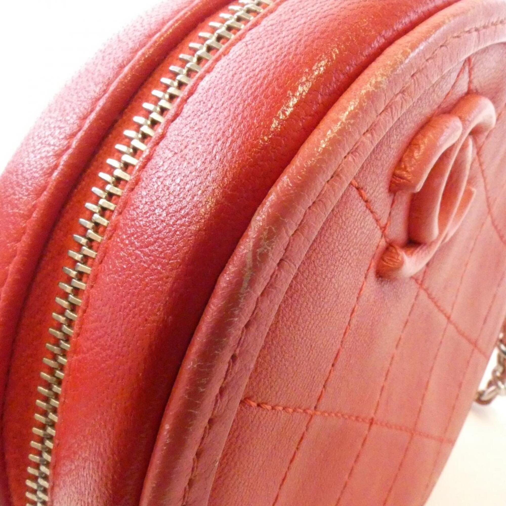 Chanel Pink Red Color Leather Shoulder Bag (Pre-Owned)
