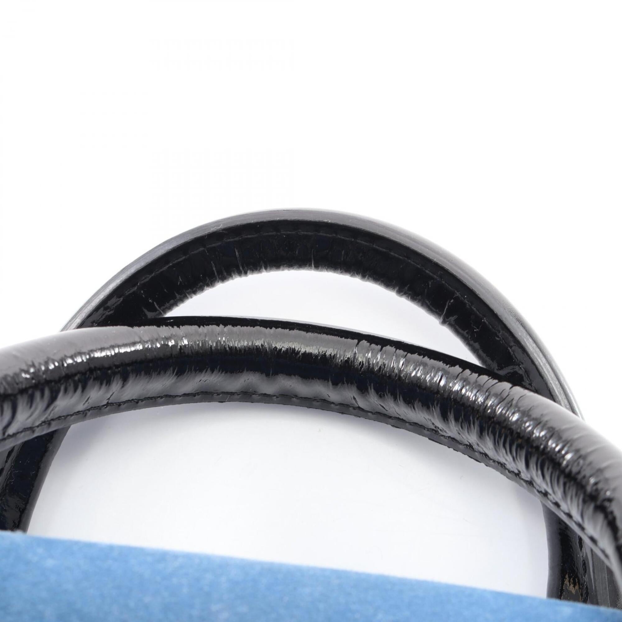 Loewe Black Blue Patent Leather Suede Handbag (Pre-Owned)