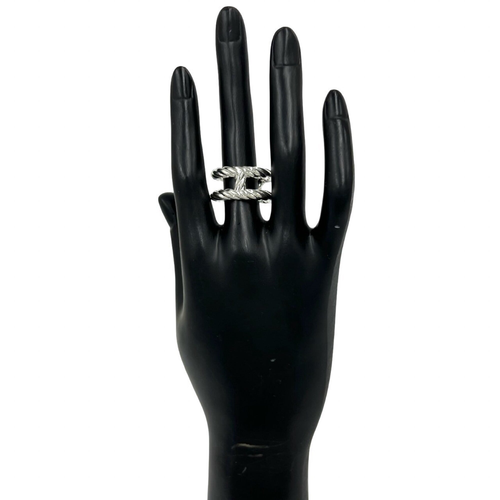 Hermes Silver Silver 925 Band Ring (Pre-Owned)