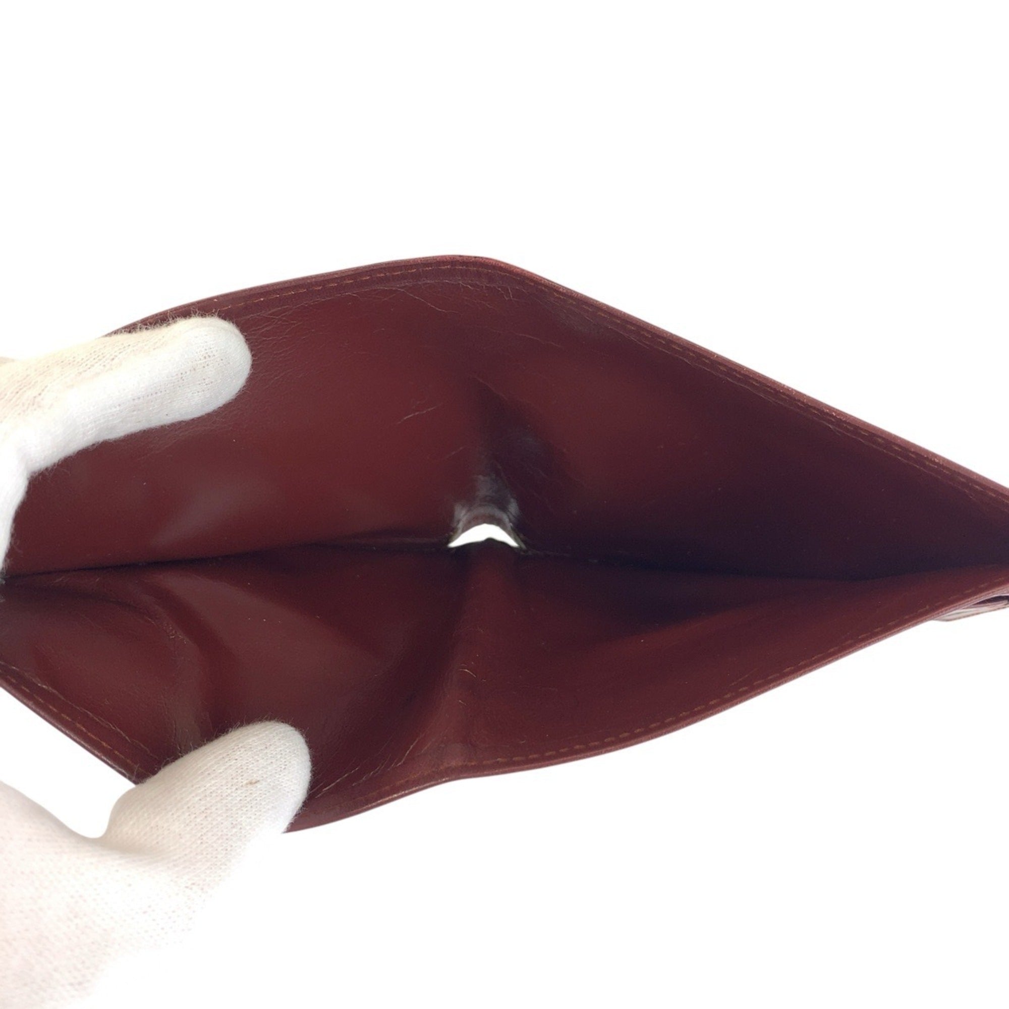 Cartier Bordeaux Wine Red Leather Wallet (Bi-Fold) (Pre-Owned)