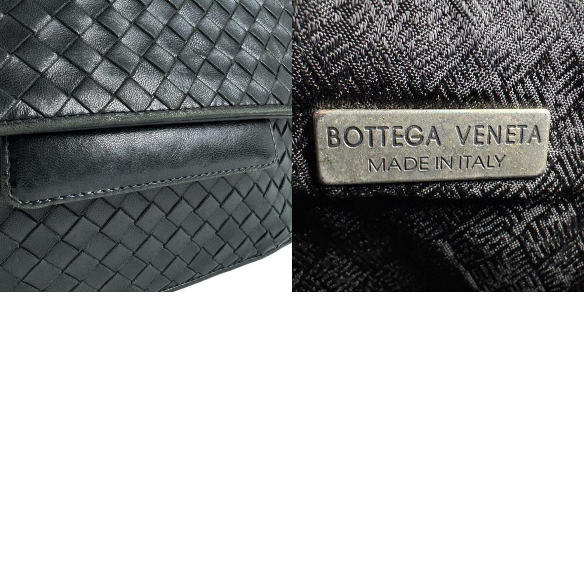 Bottega Veneta Black Silver Leather Metal Shoulder Bag (Pre-Owned)