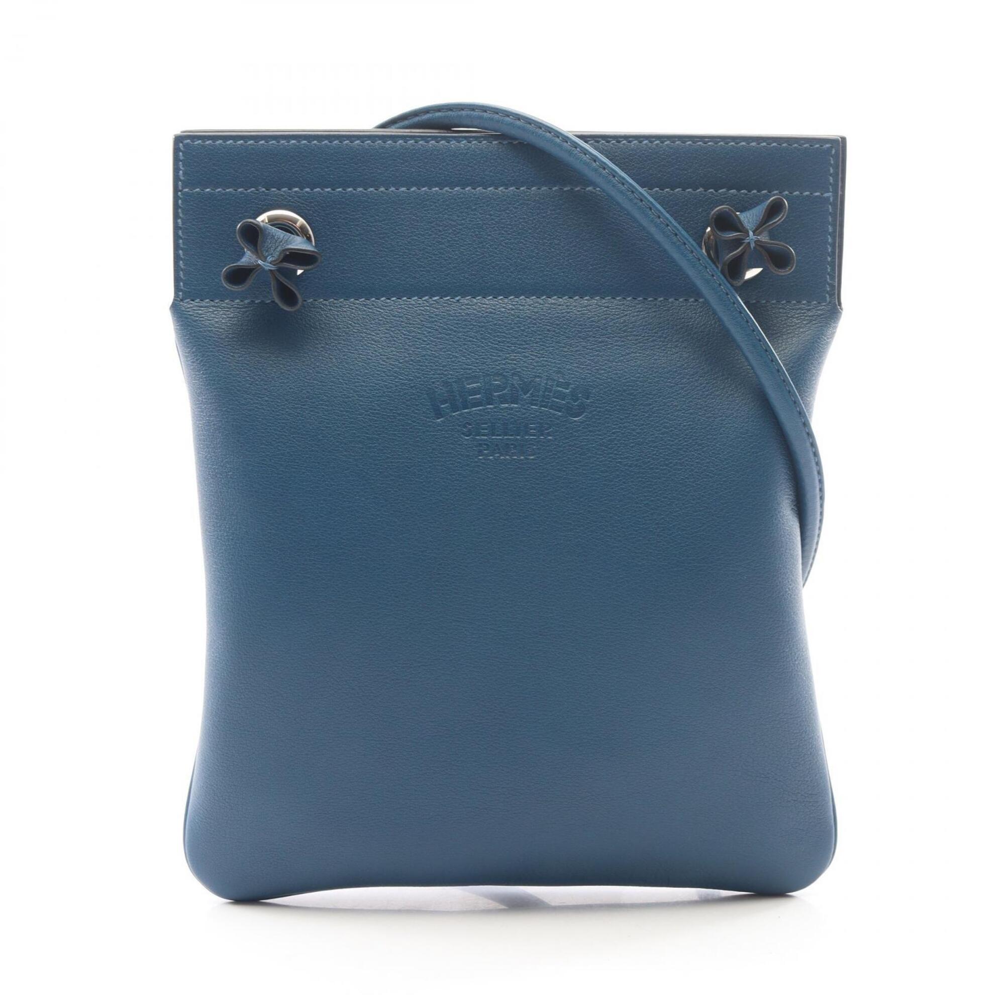 Hermes Blue Evercalf Leather Handbag Shoulder Bag (Pre-Owned)