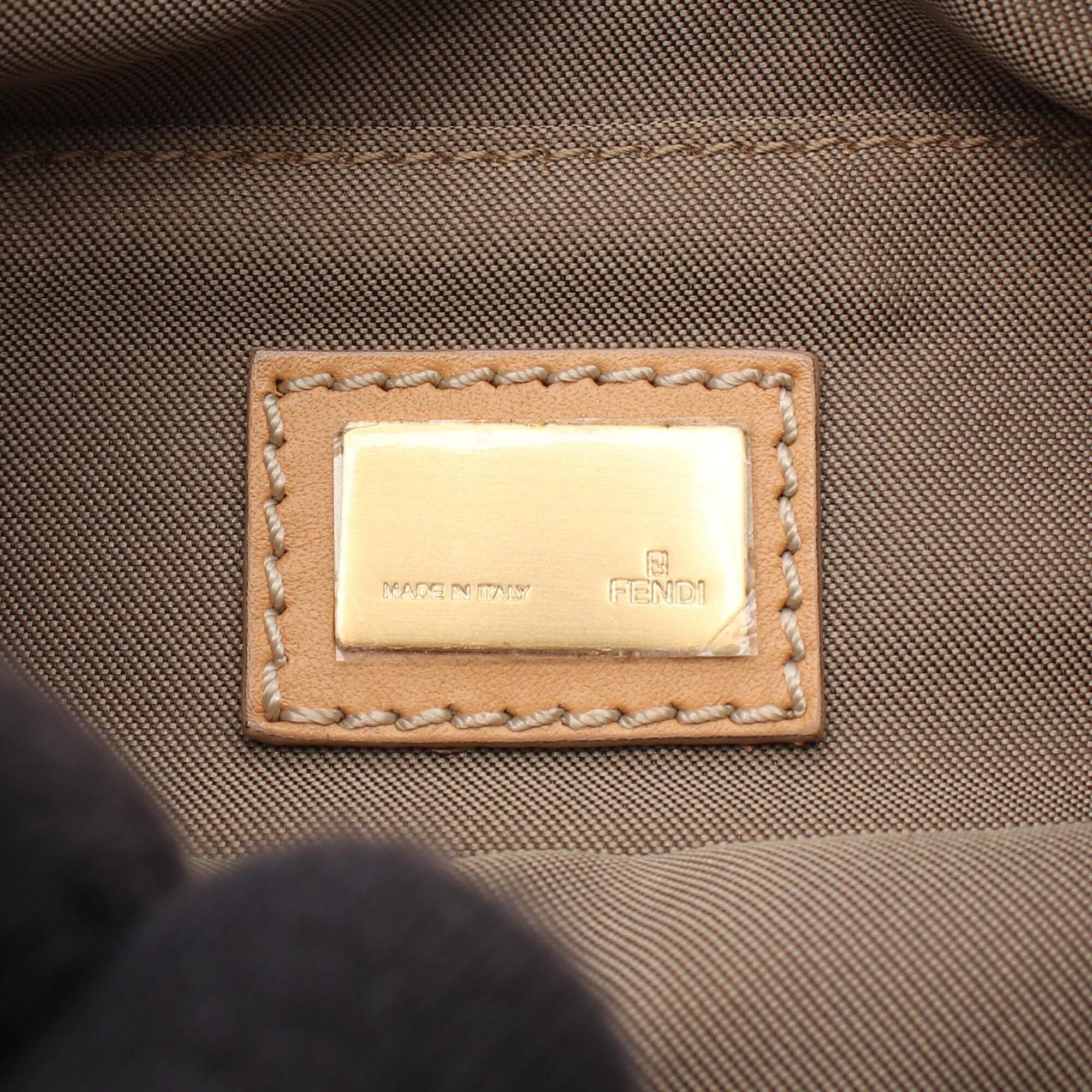 Fendi Beige Canvas Leather Handbag Shoulder Bag (Pre-Owned)
