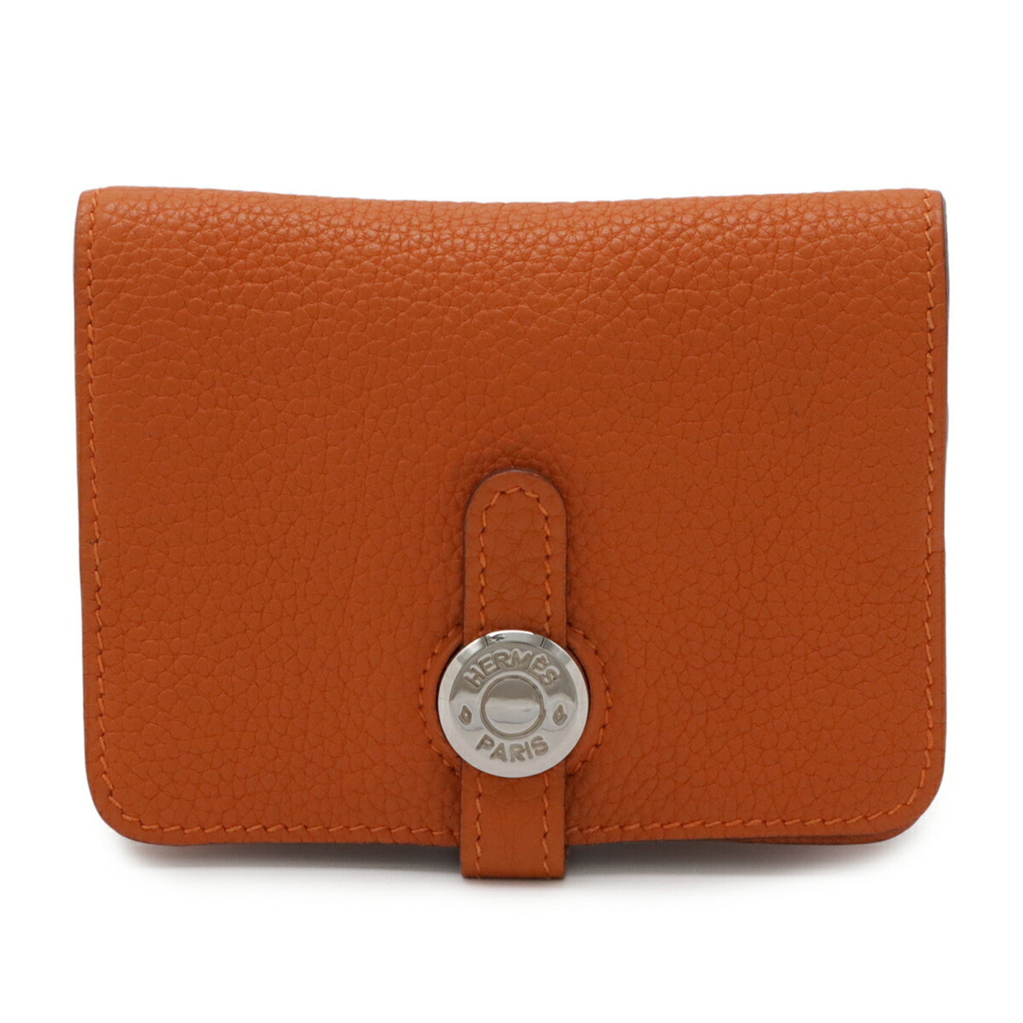Hermes Dogon Orange Togo Leather Coin Purse/Coin Case (Pre-Owned)
