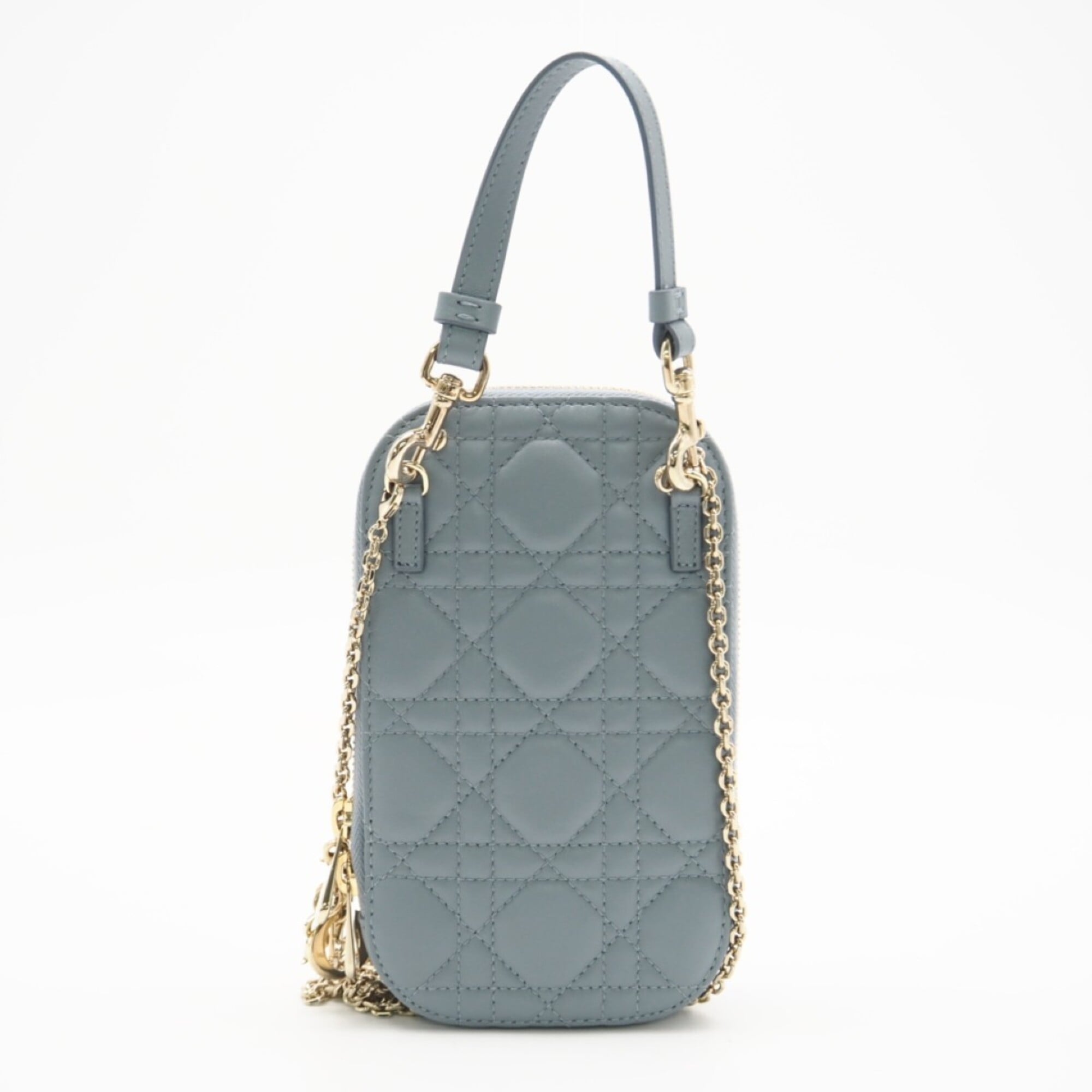 Christian Dior Lady Dior Blue Leather Shoulder Bag (Pre-Owned)