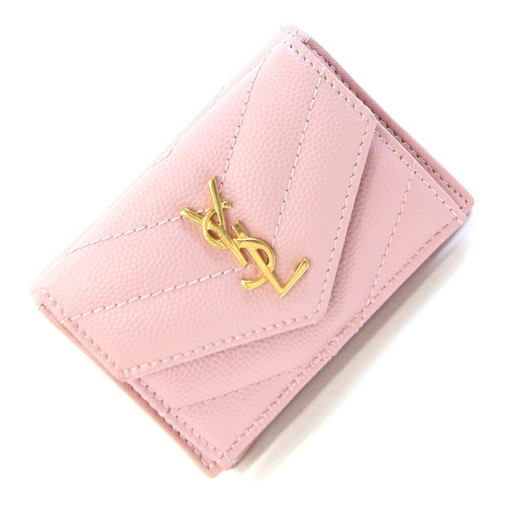 Saint Laurent Black Pink Leather Wallet (Tri-Fold) (Pre-Owned)