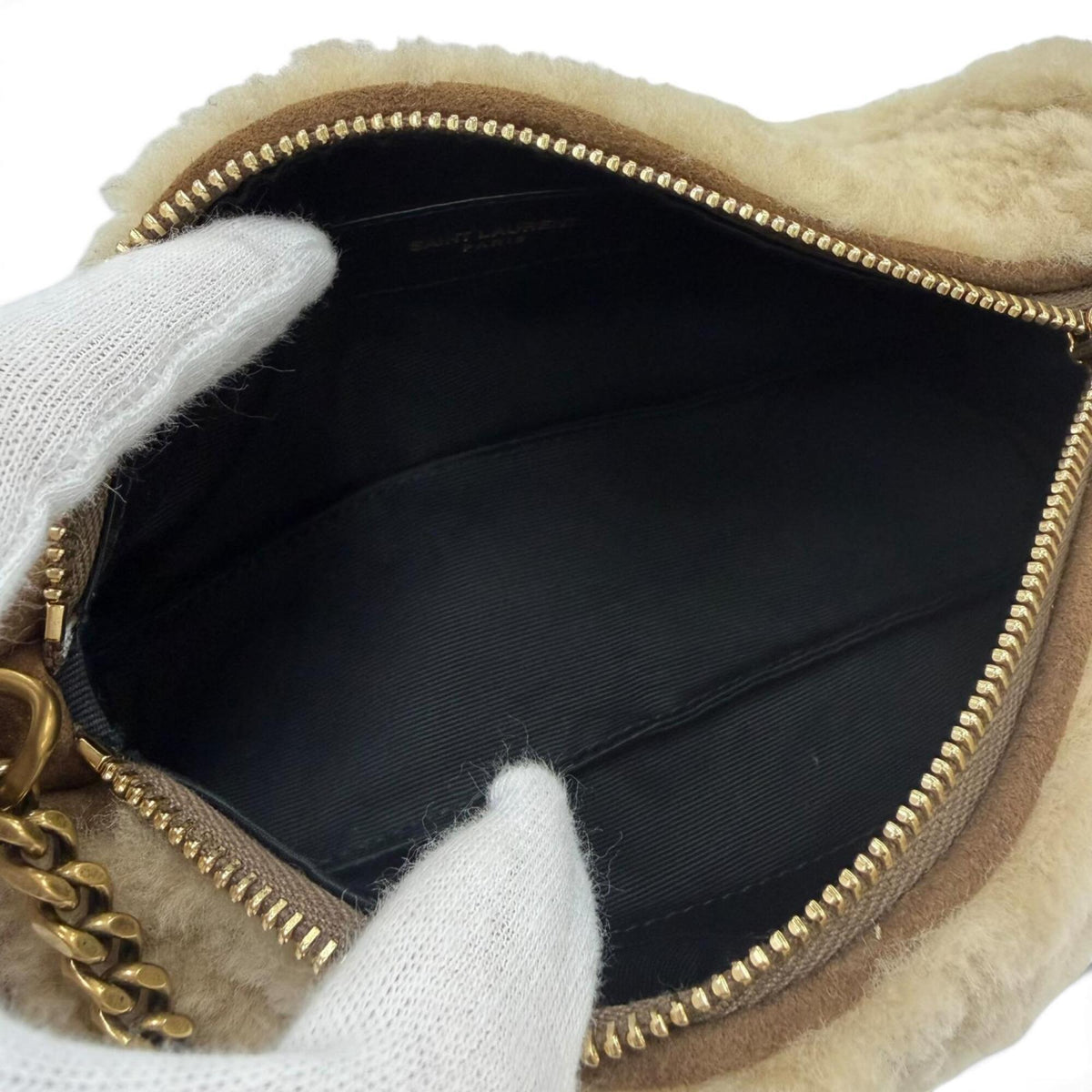 Saint Laurent Beige Brown Leather Handbag Shoulder Bag (Pre-Owned)