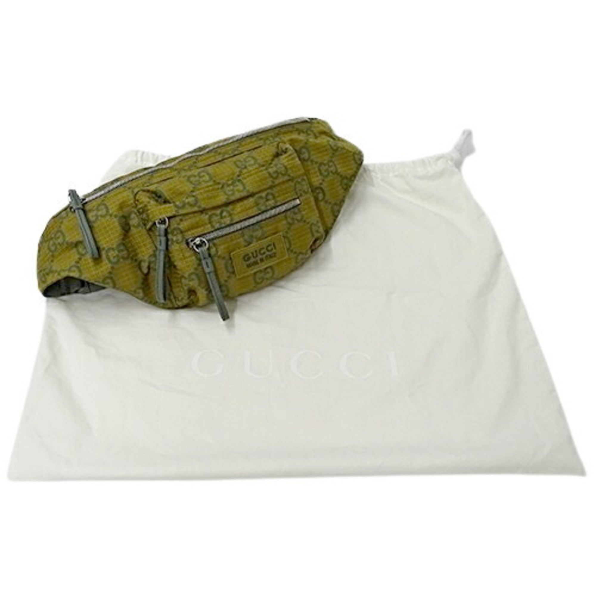Gucci Beige Green Khaki Nylon Sling Bag (Pre-Owned)