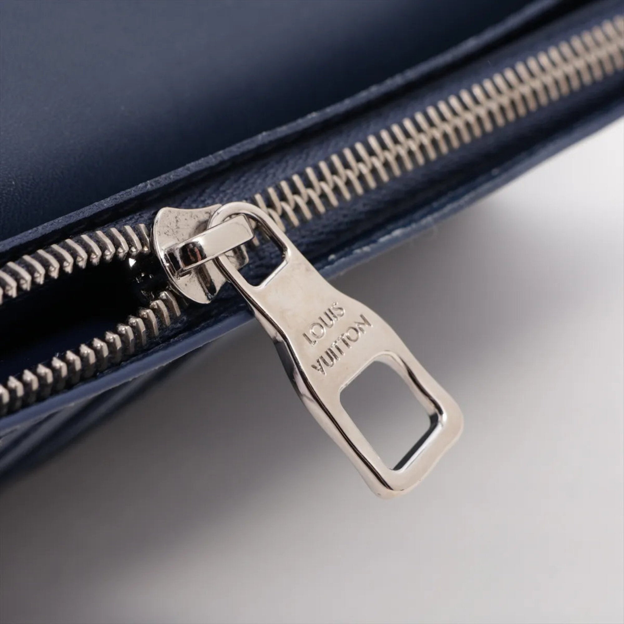 Louis Vuitton Navy Leather Coated Canvas Long Wallet (Bi-Fold) (Pre-Owned)