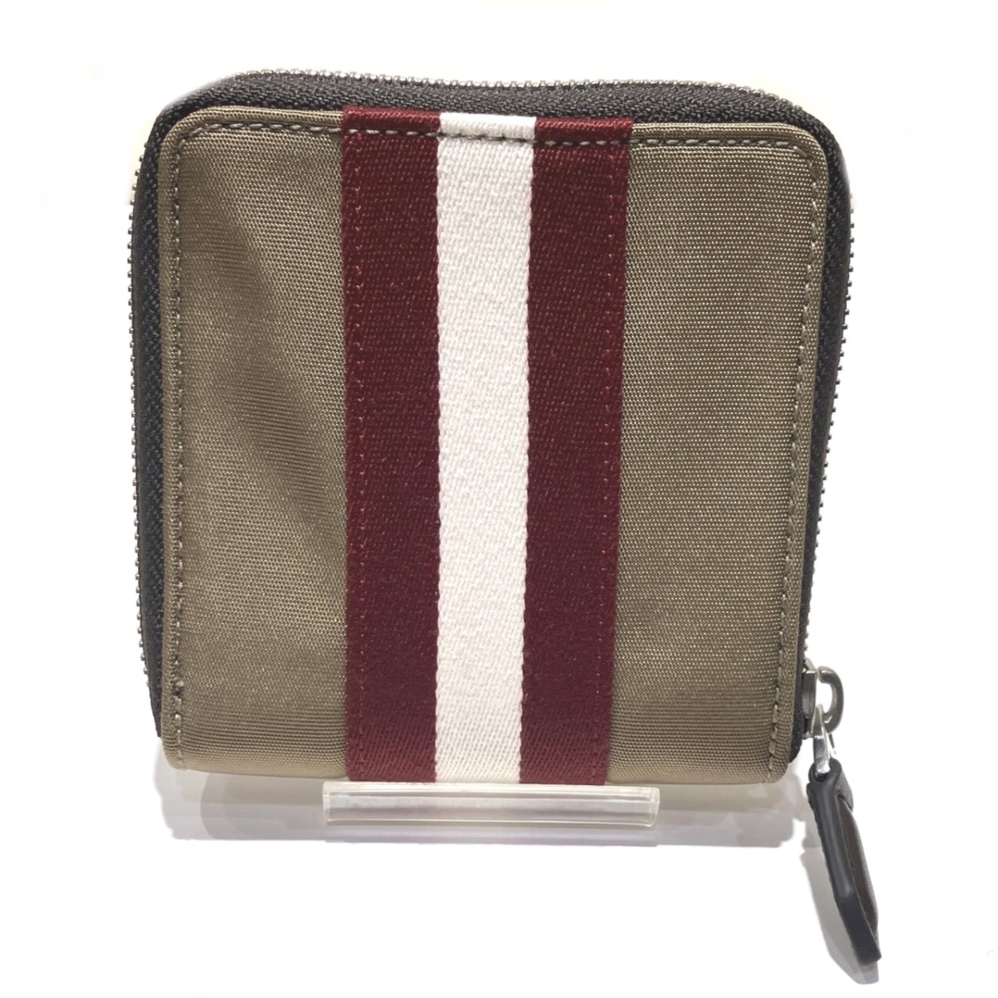 Bally Khaki Brown Canvas Pvc Leather Wallet (Bi-Fold) (Pre-Owned)