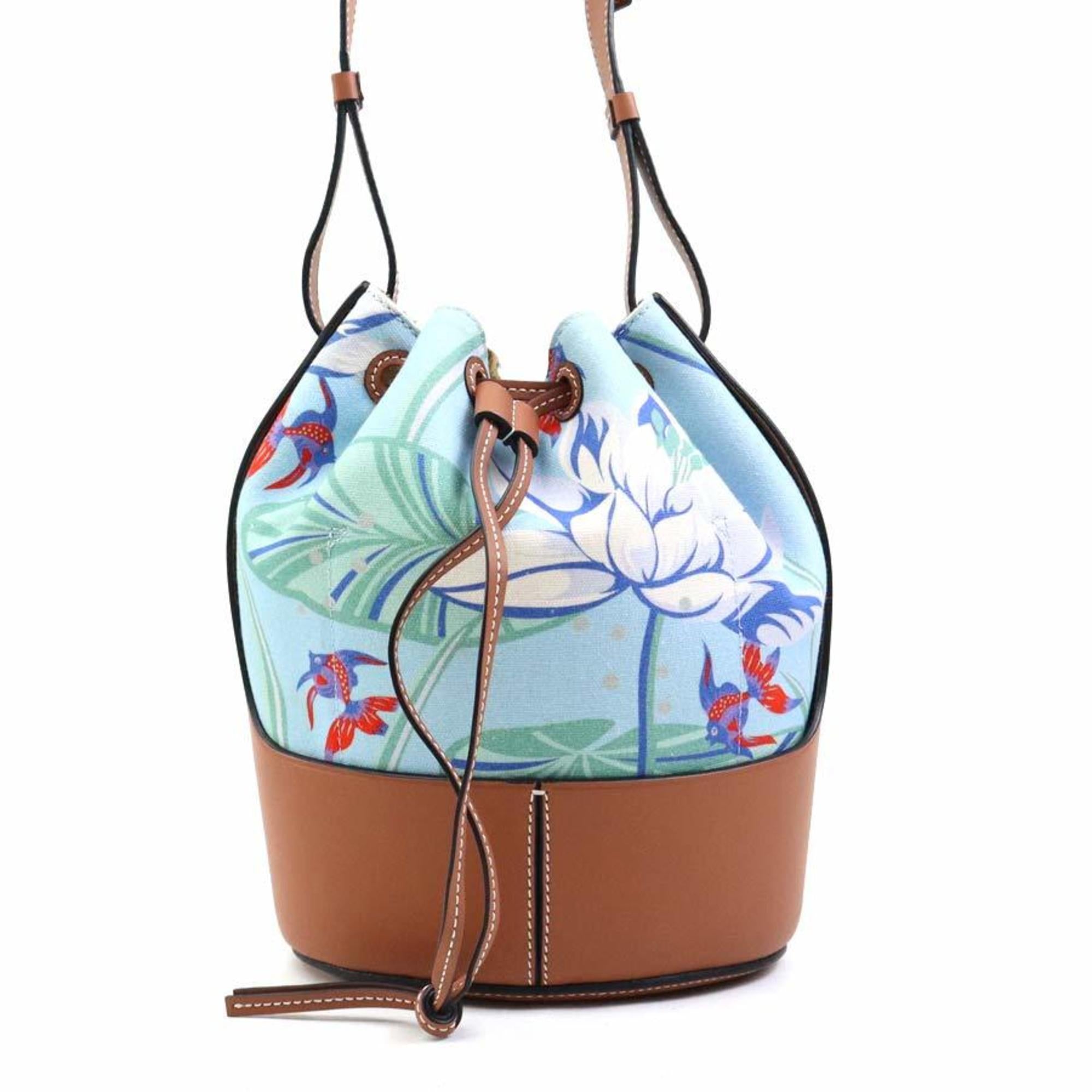 Loewe Blue Brown Canvas Leather Shoulder Bag (Pre-Owned)