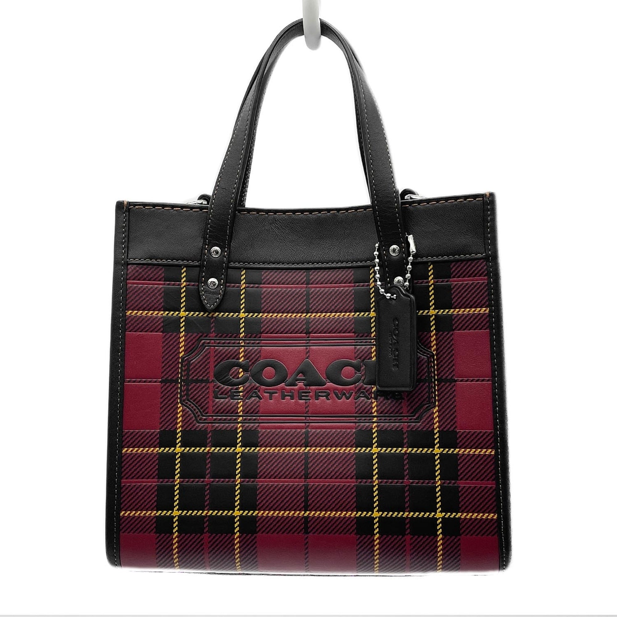 Coach Red Color Leather Metal Handbag Shoulder Bag (Pre-Owned)