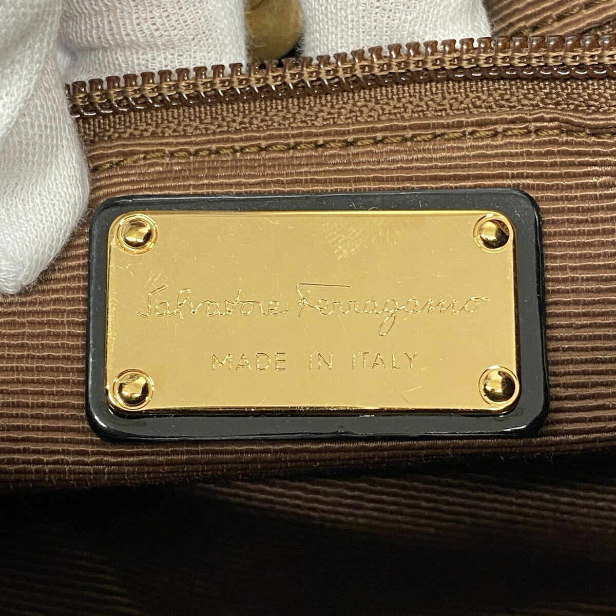 Salvatore Ferragamo Black Brown Nylon Handbag (Pre-Owned)