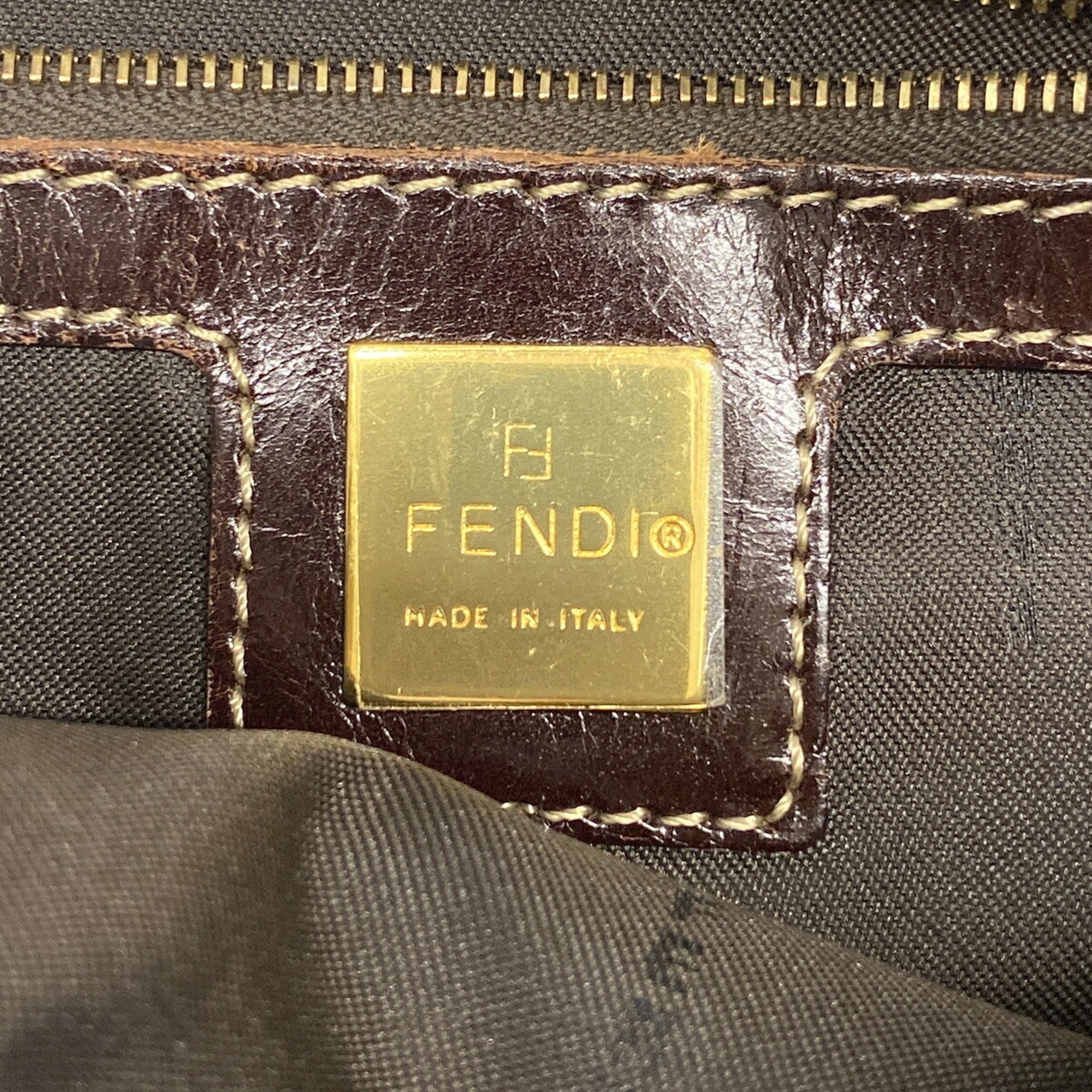 Fendi Brown Coated Canvas Handbag (Pre-Owned)