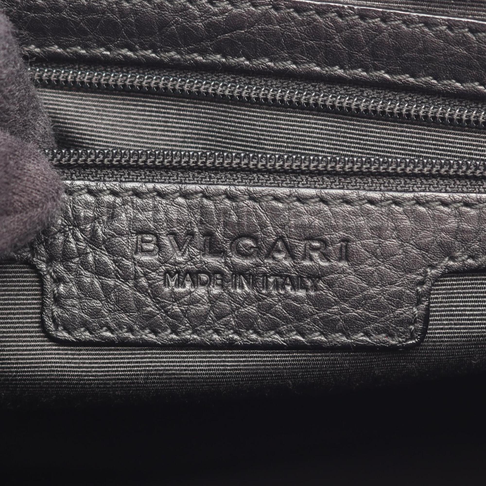Bvlgari Black Canvas Leather Handbag Shoulder Bag (Pre-Owned)