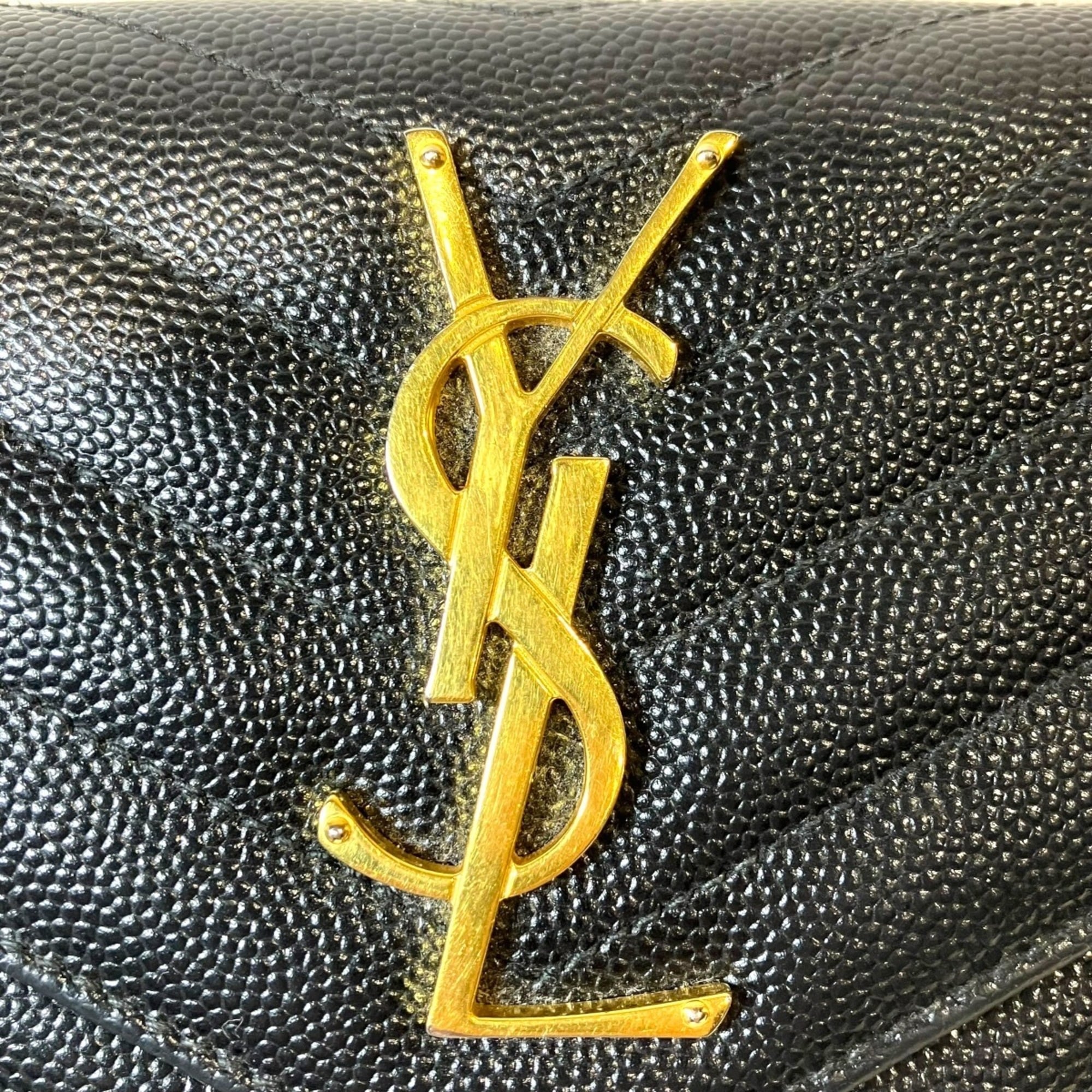 Saint Laurent Black Leather Long Wallet (Bi-Fold) (Pre-Owned)
