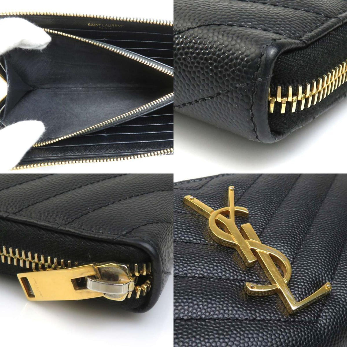 Saint Laurent Black Leather Long Wallet (Bi-Fold) (Pre-Owned)