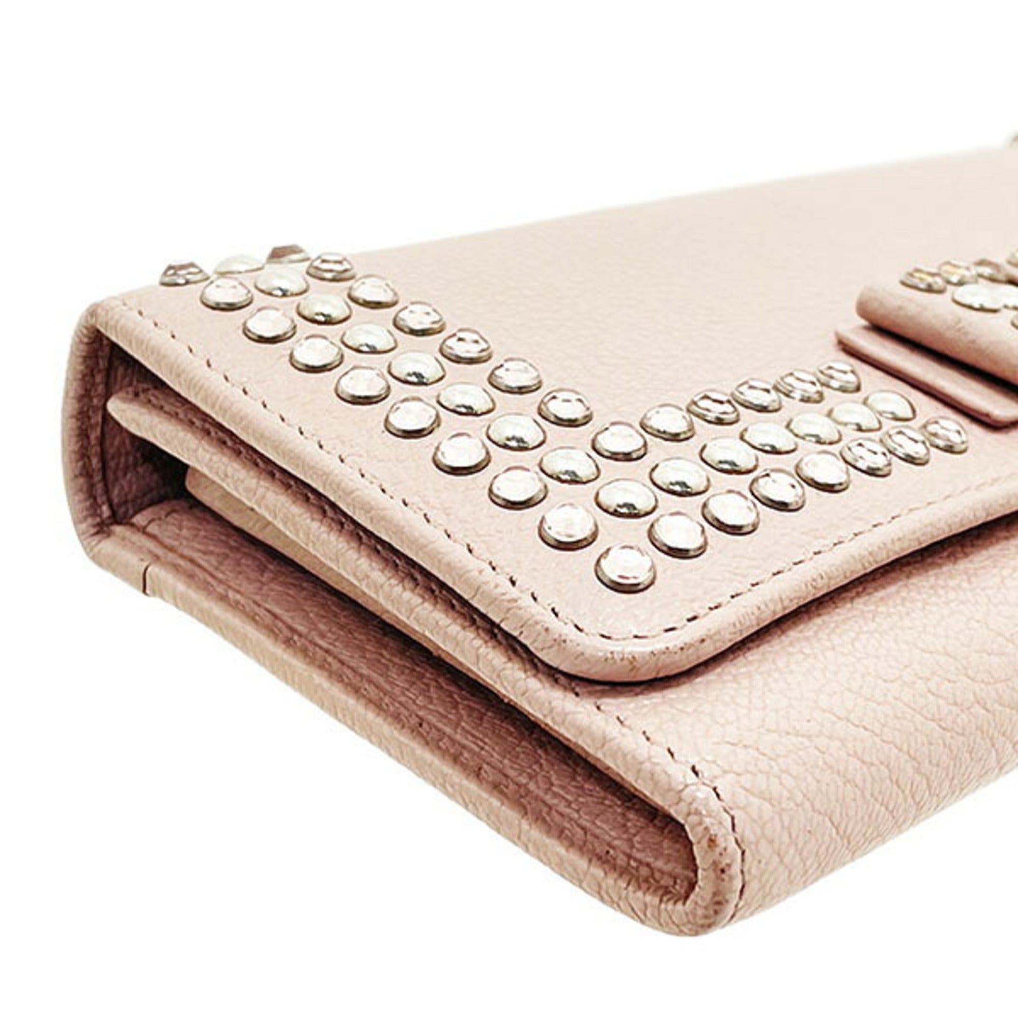 Miu Miu Beige Pink Pink Leather Long Wallet (Bi-Fold) (Pre-Owned)