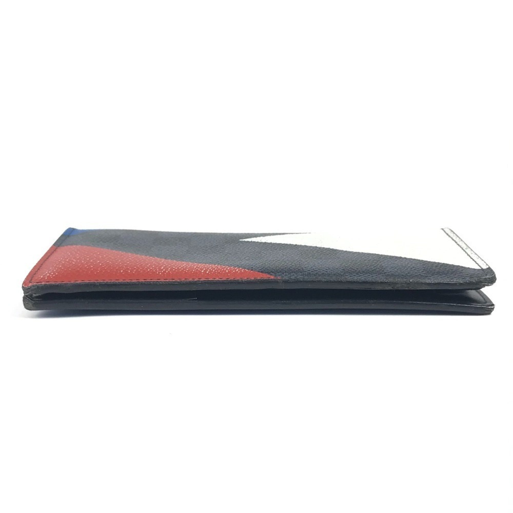 Louis Vuitton Blue Navy Red Color White Long Wallet (Bi-Fold) (Pre-Owned)