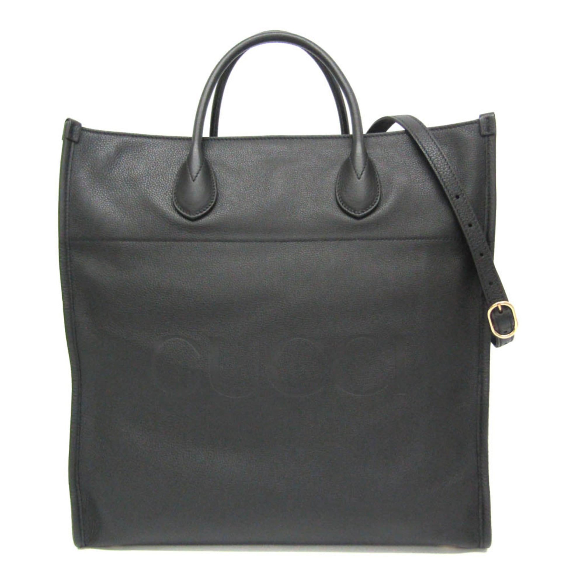 Gucci Black Leather Shoulder Bag Tote Bag (Pre-Owned)