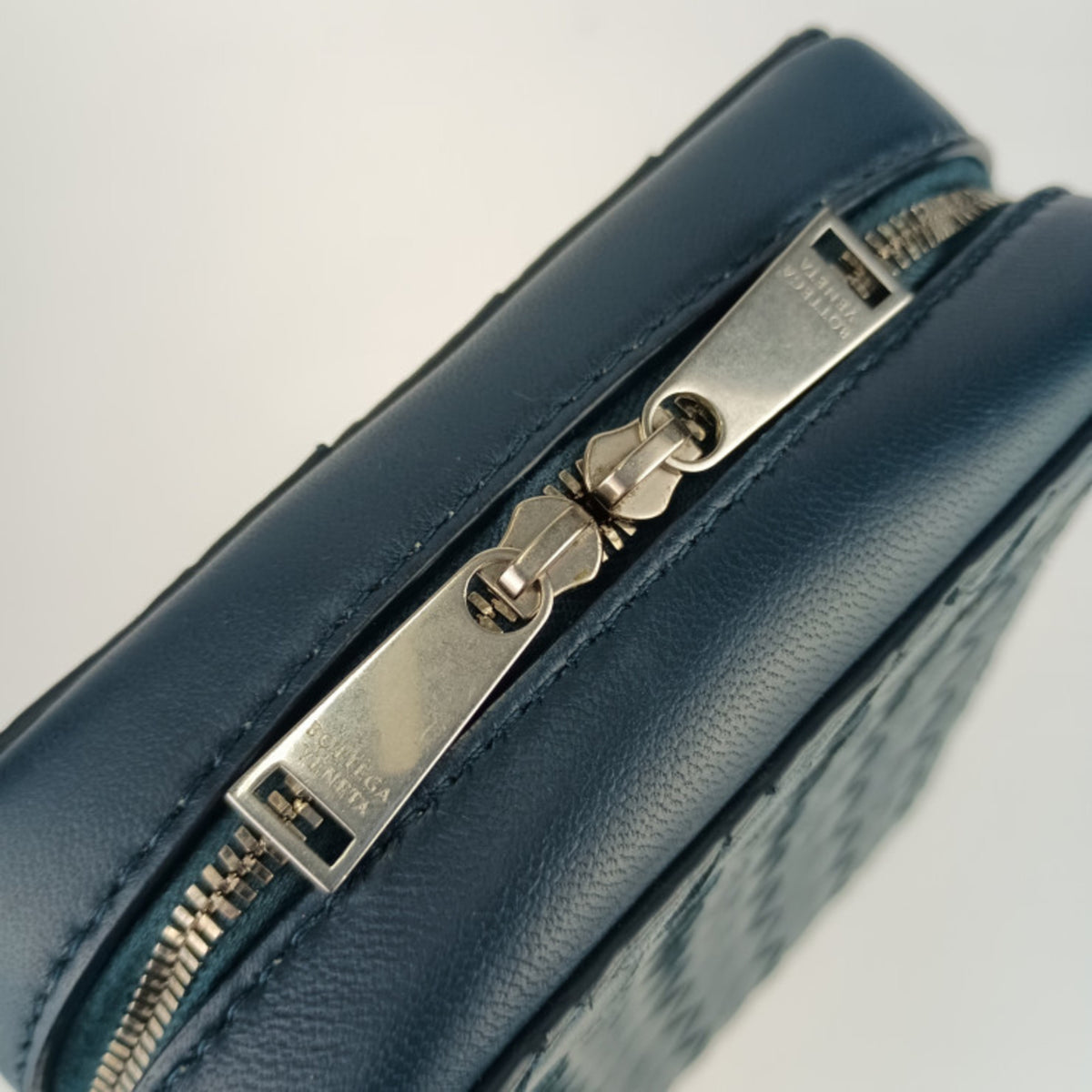Bottega Veneta Blue Intrecciato Handbag Shoulder Bag Tote Bag (Pre-Owned)