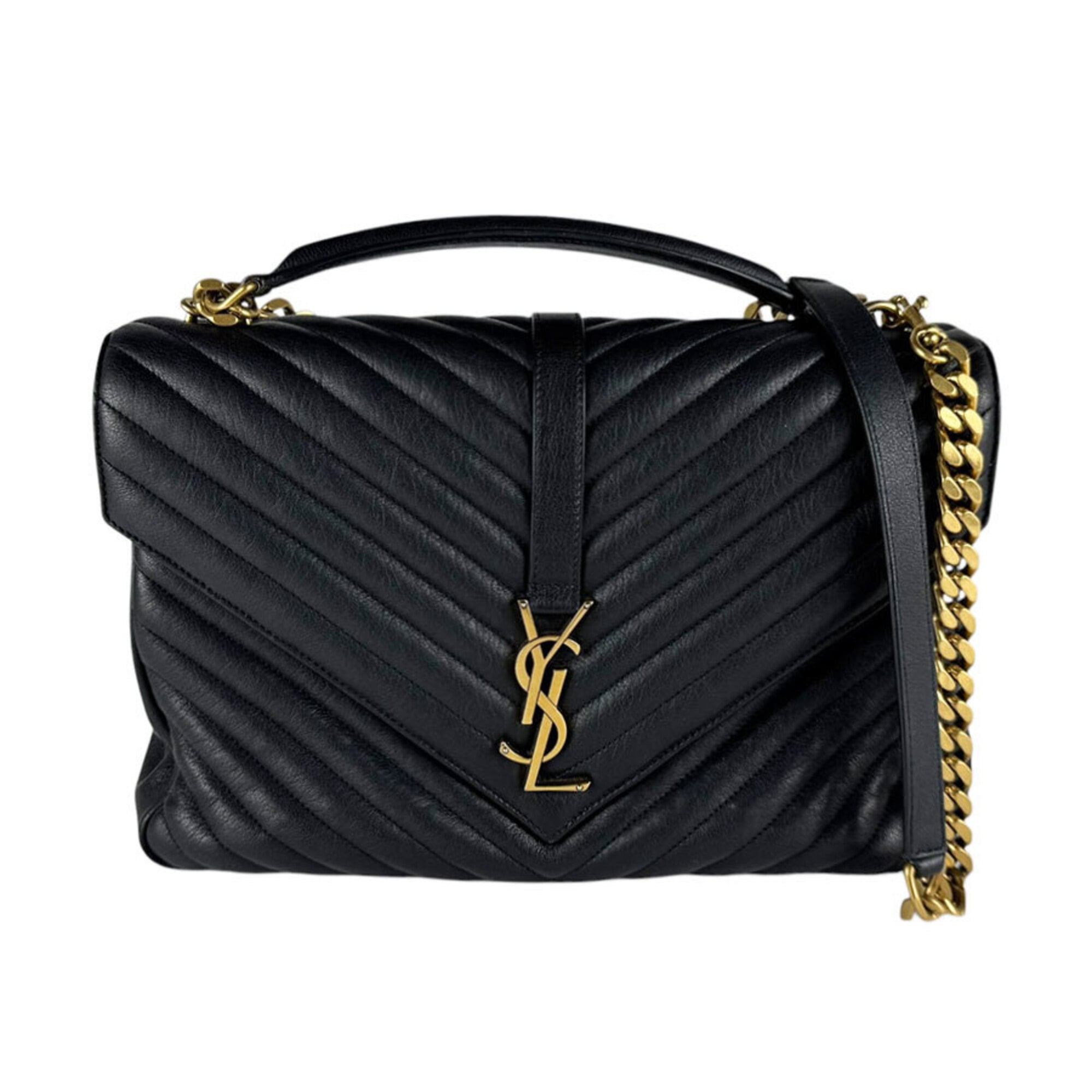 Saint Laurent Black Leather Handbag Shoulder Bag (Pre-Owned)